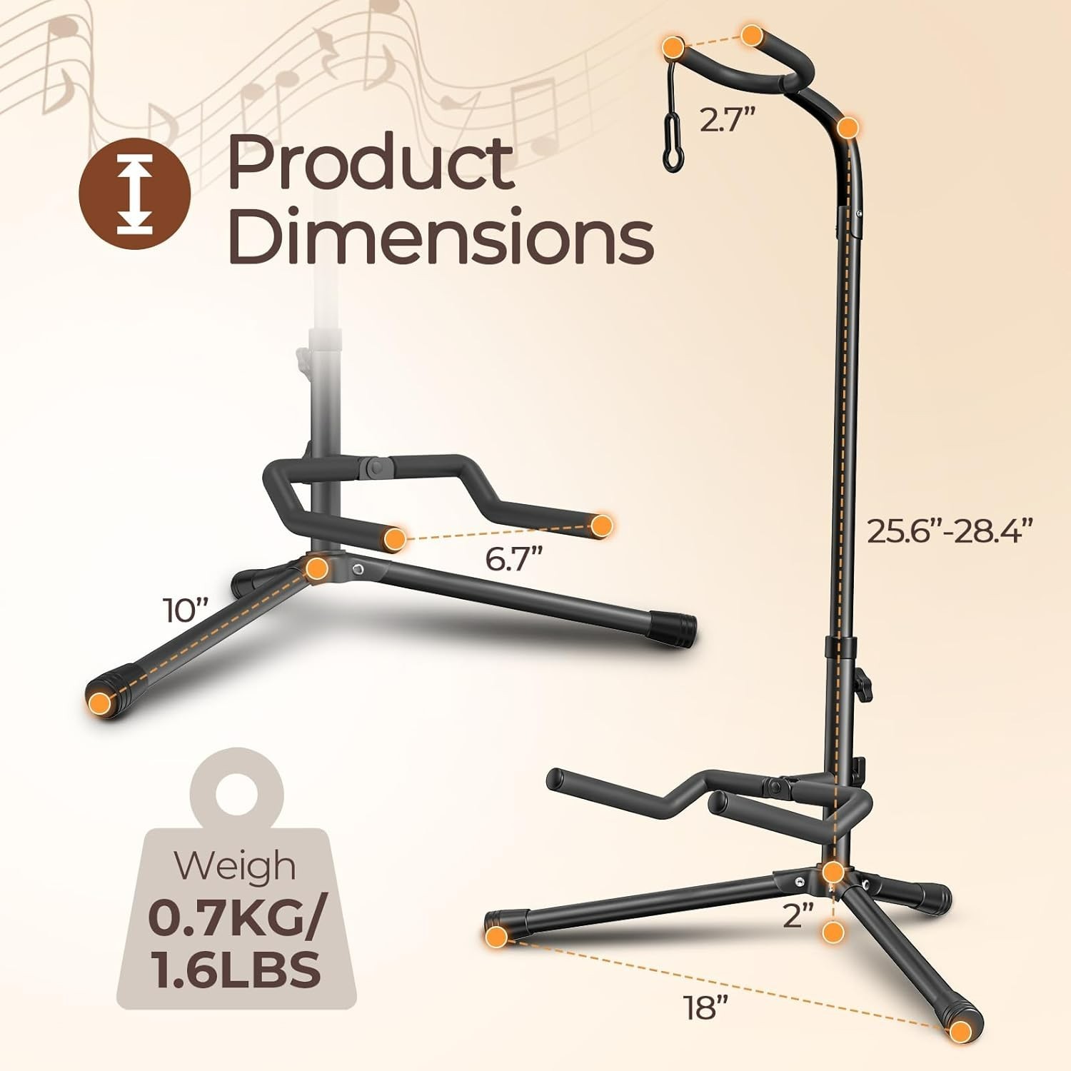 Elegant Adjustable Guitar Stand - Foldable for Electric & Classical Instruments