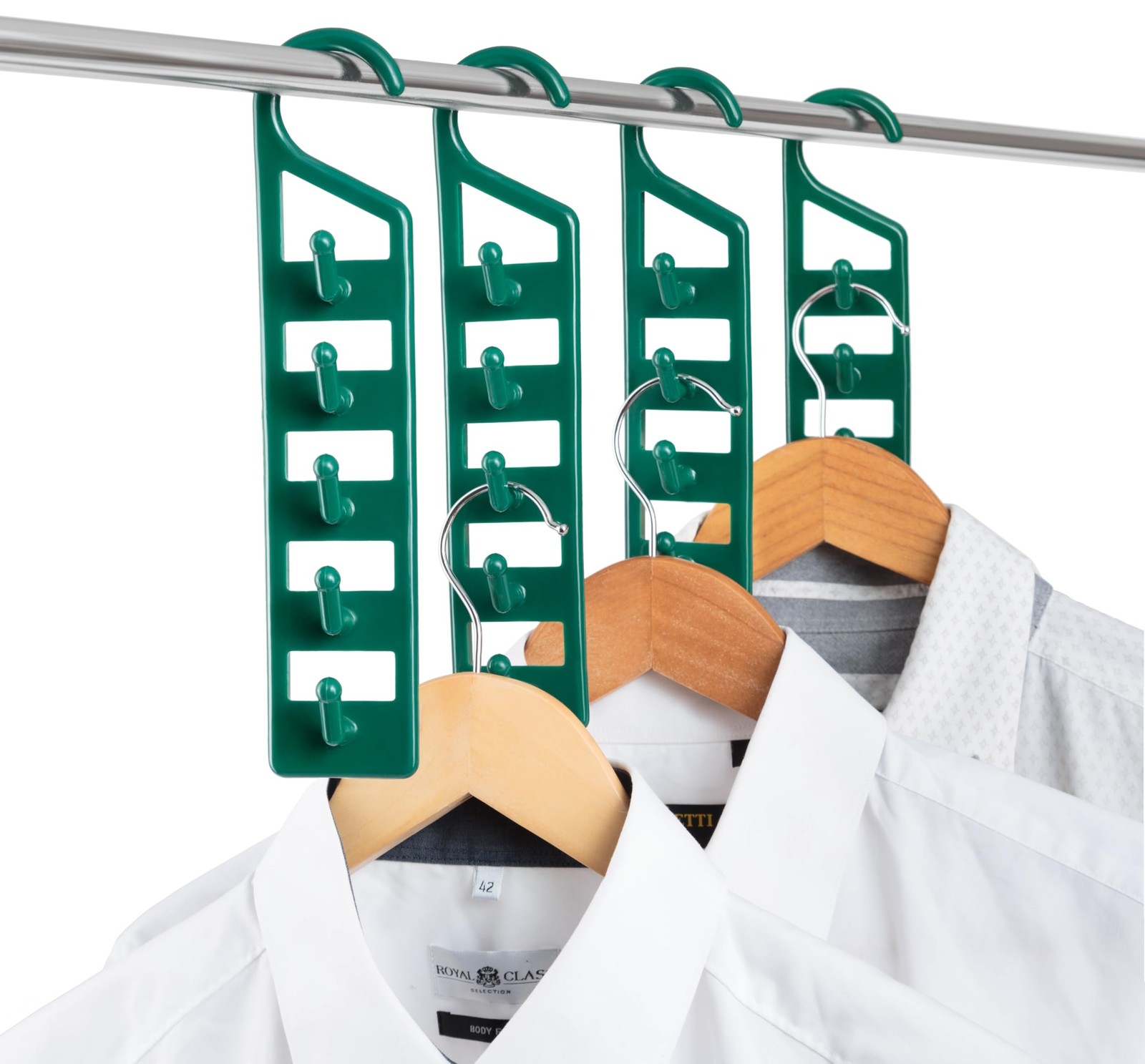 Space Saving Hangers for Clothes - 4 in Pack, Heavy Duty Plastic, Multi Close...