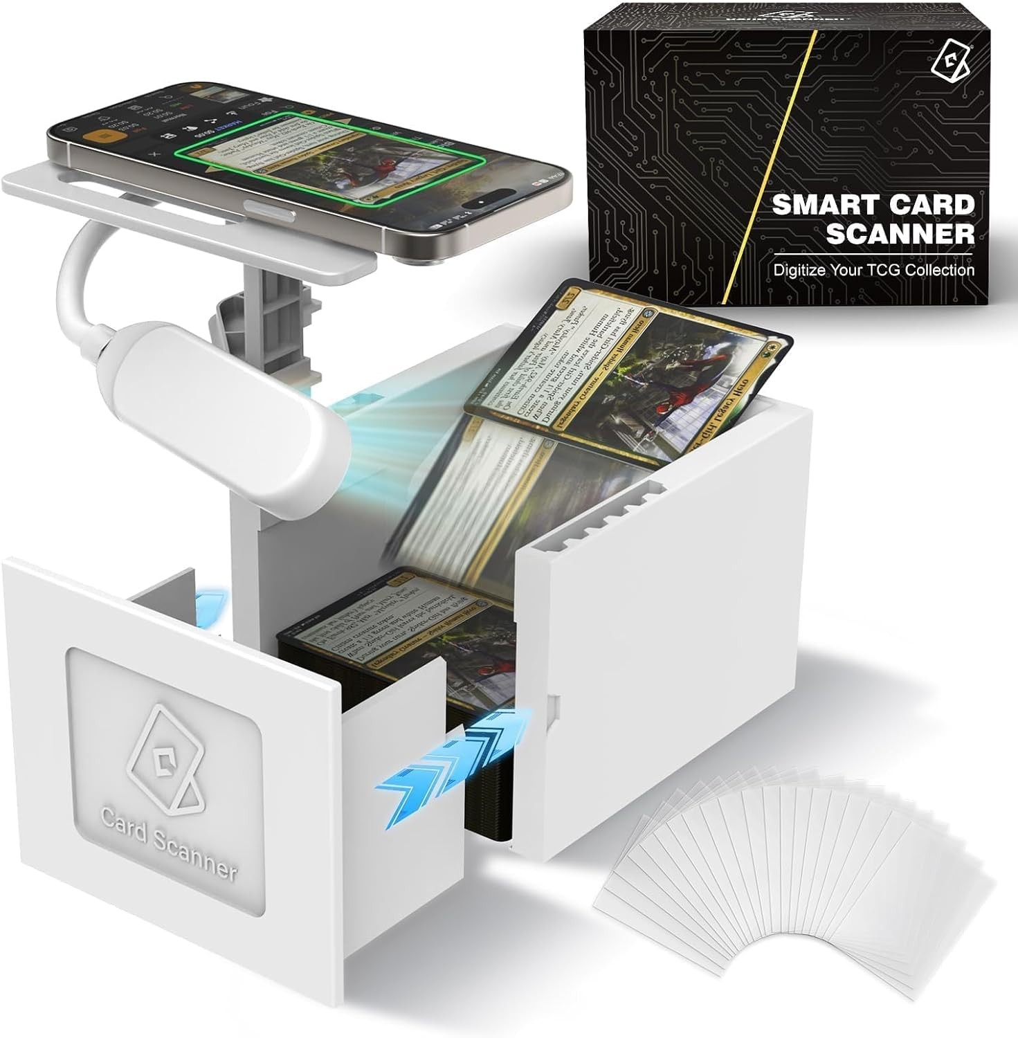 Card Scanner Stand LED Light Hands-Free for TCG MTG & Sports Cards Gift Box