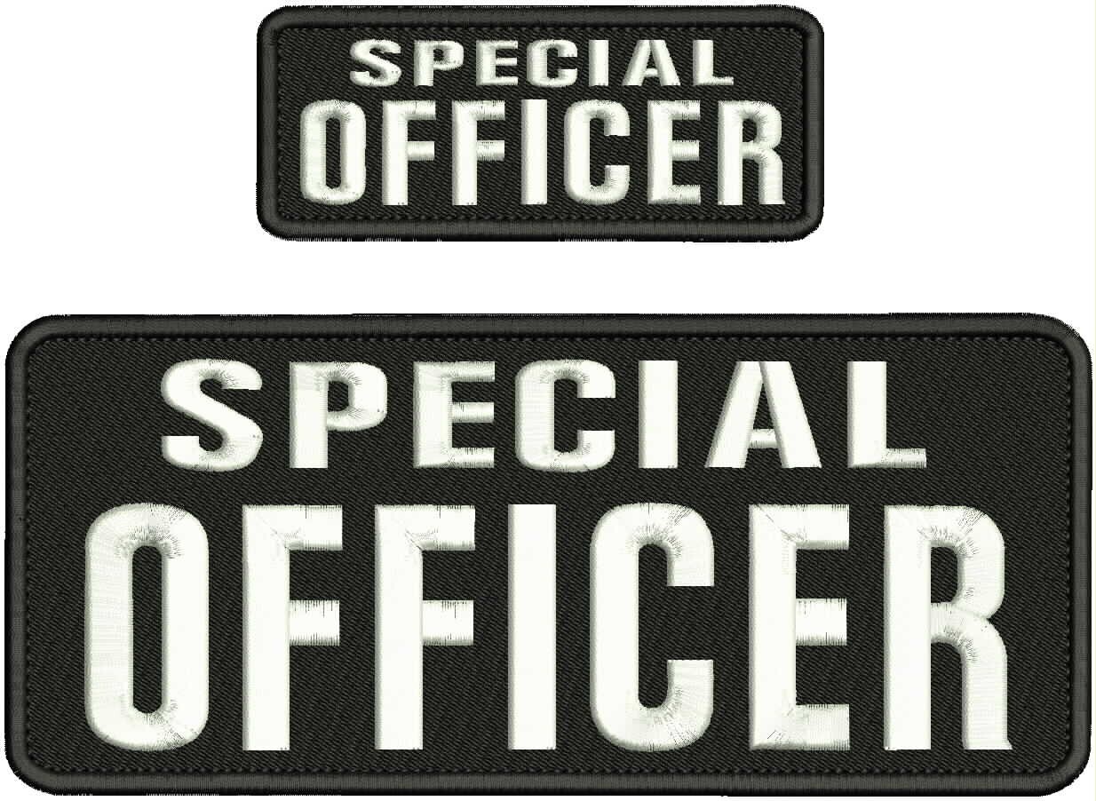 SPECIAL OFFICER broidery Patches 4x10 and 2x5 hook on back white on black