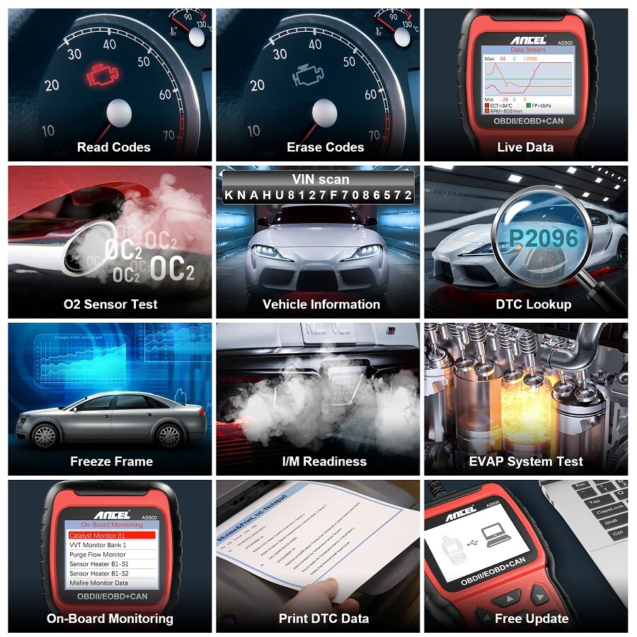 ANCEL AS500 OBDII Scanner Auto Diagnostic Scan Tool Code Reader Check Engine US