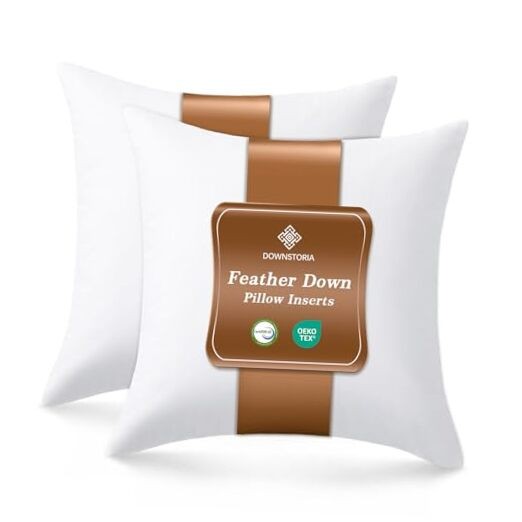 18x18 Pillow Inserts Set of 2, Natural Feather Down 18x18 Inch(Set of 2)