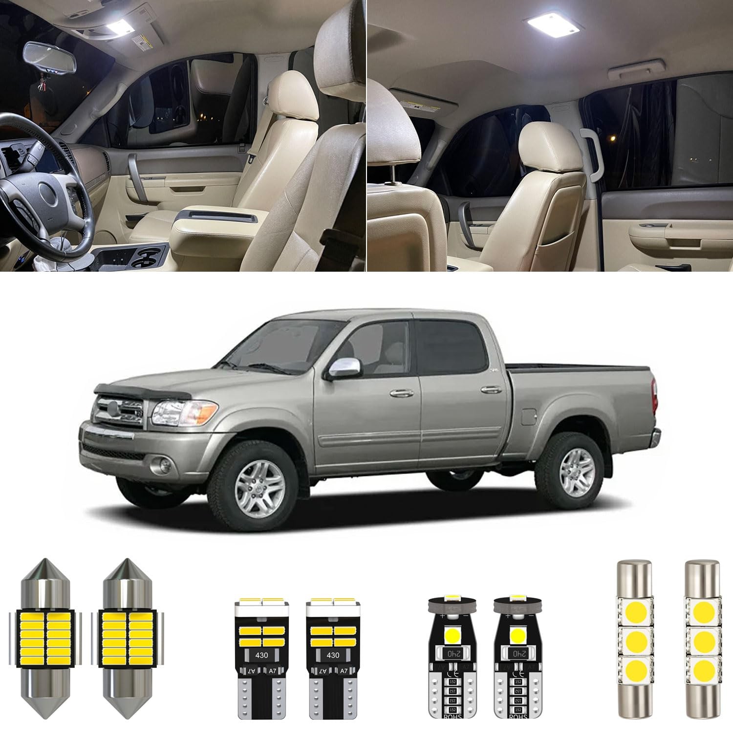 Xpismii 18 Piece 6000K White Tundra LED Double Crew Cab 4-Door, Xenon