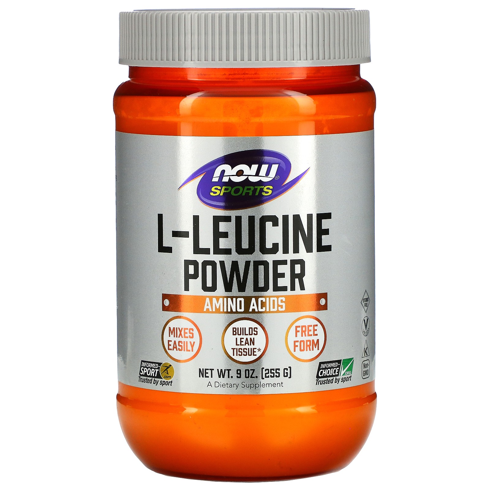 Now Foods Sports L-Leucine Powder 9 oz 255 g GMP Quality Assured, Vegan,