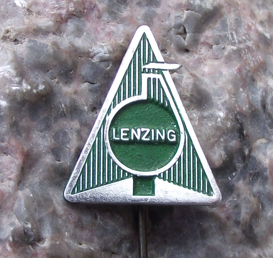 Vintage Lenzing Austrian Chemical Wood Fibre Textiles Company Austria Pin Badge