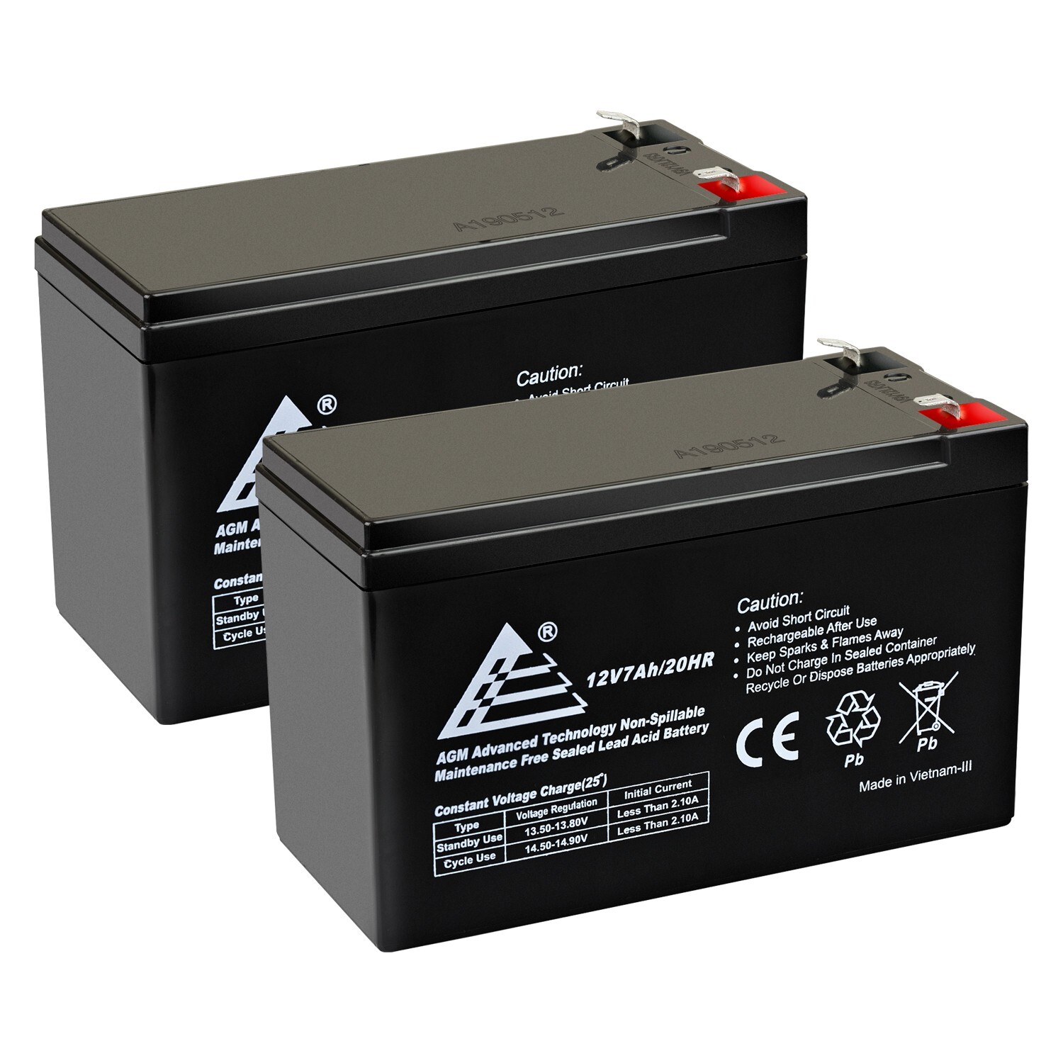 2 Pack: ExpertBattery 12V 7Ah Battery Replaces APC RBC109, APCRBC123