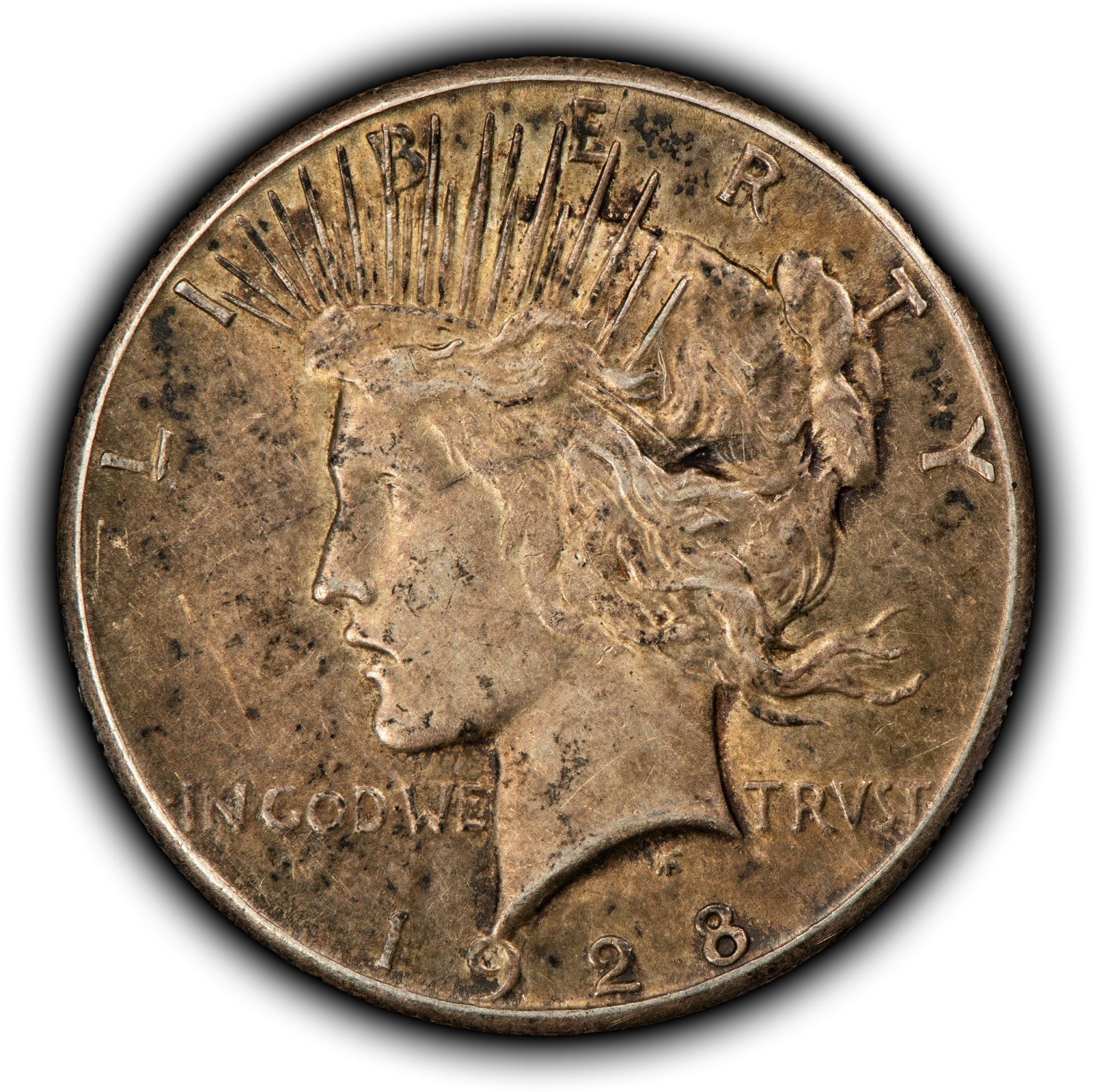 1928 $1 Silver Peace Dollar - Deep Toning - Key Date - SKU-B6023