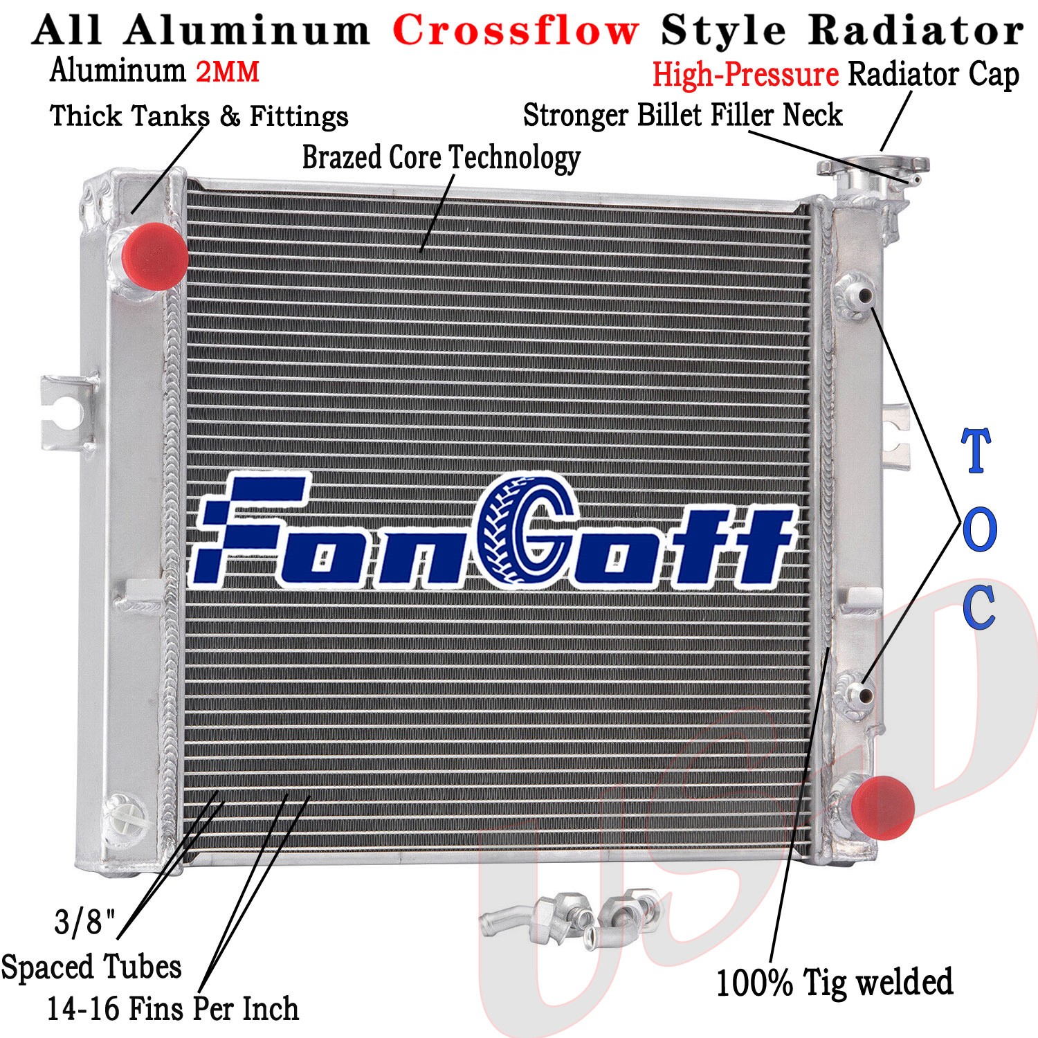 3 Row 52mm Aluminum Forklift Radiator fit Toyota 16410U220171 16420U128171 AT