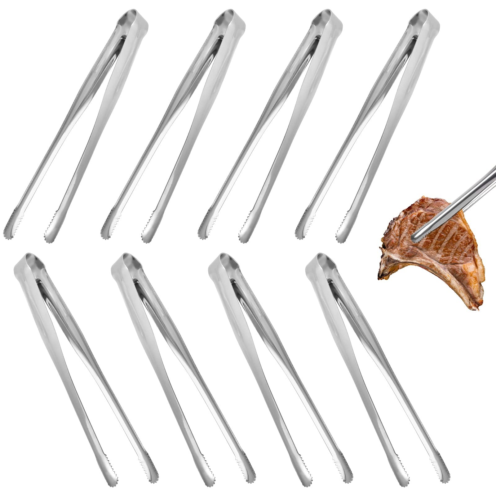 Stainless Steel Serving Kitchen Tongs Buffet Food Tong 12 Inch 8 PCS