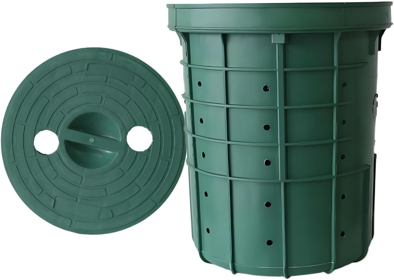 5 Gallon Perforated Sump Pump Basin with Lid (13x11x15 Inch) - Heavy Duty PP Sum