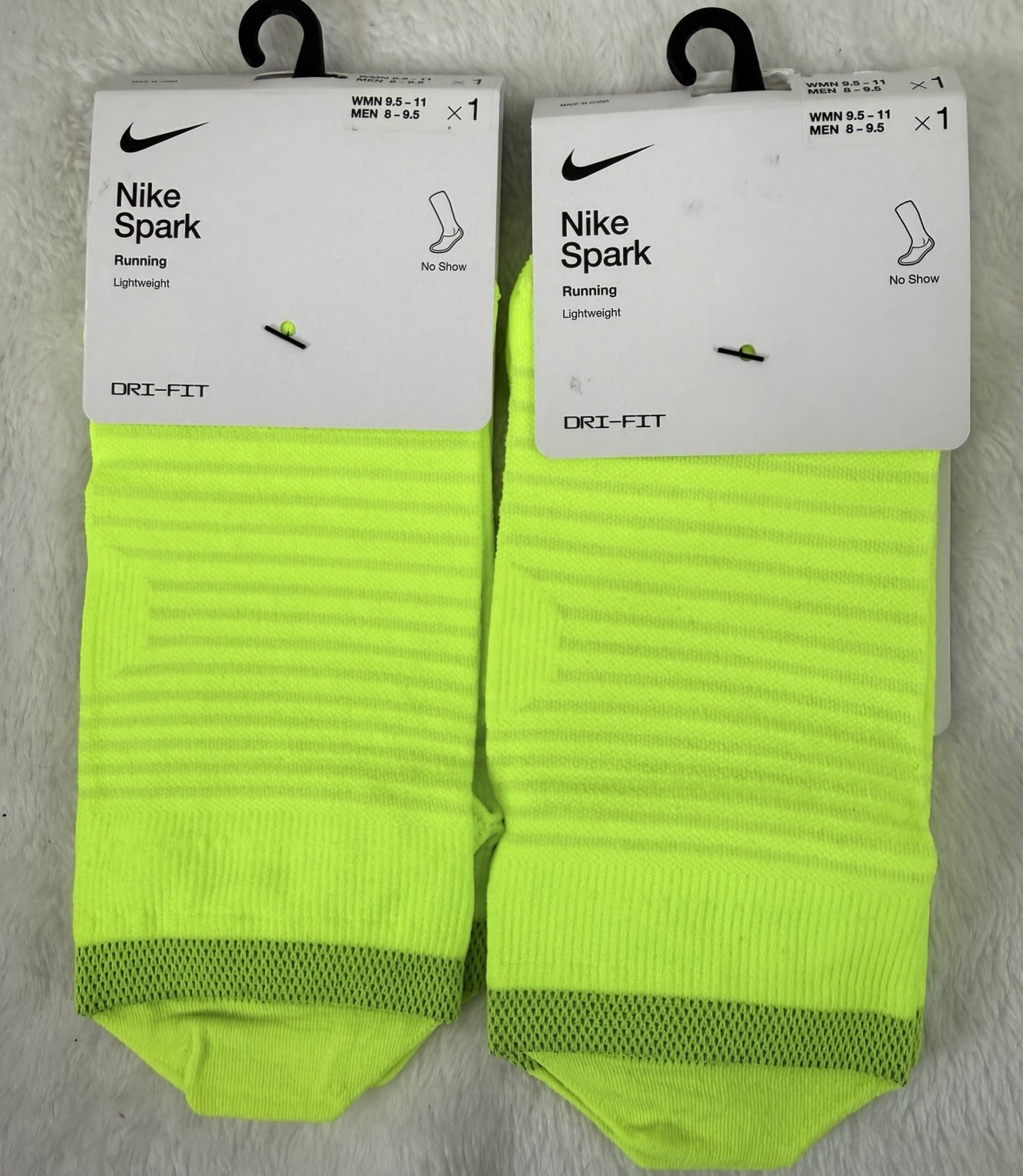 Nike Socks No Show Spark Running Lot 2 Pairs Men 8-9.5 Women 9.5-11 Large NWT
