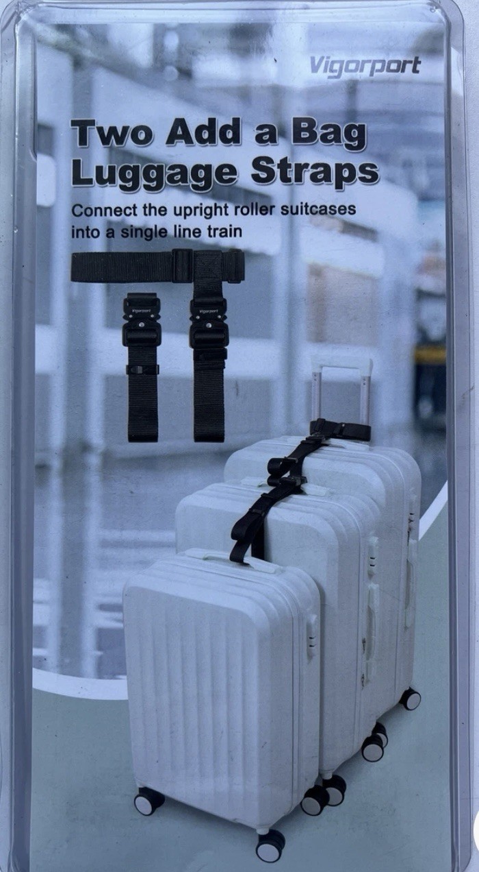 Two Add A Bag Luggage Connector Straps Adjustable Suitcase Belt Strap Travel NEW
