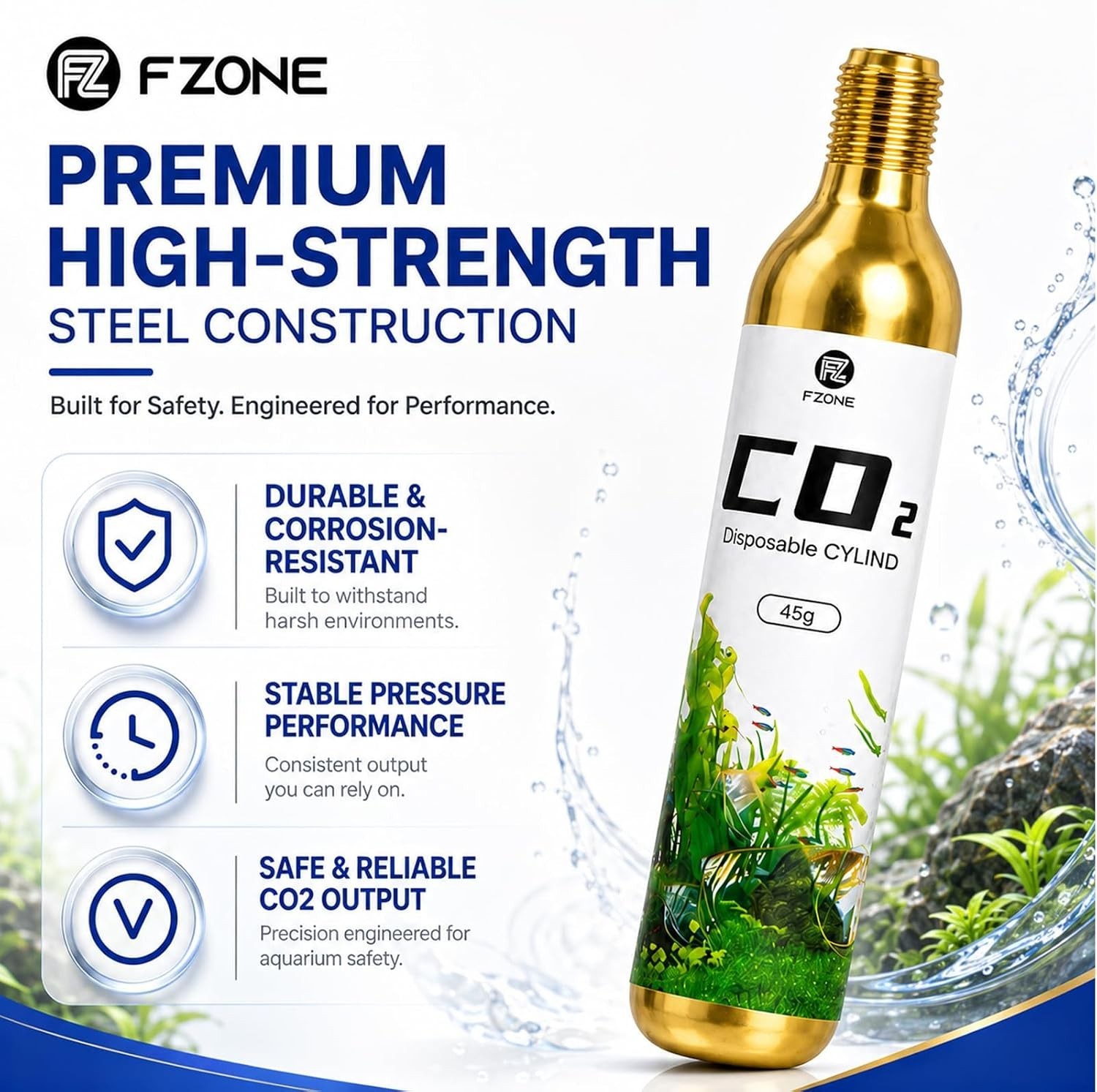 High-Capacity Disposable CO2 Cartridges - 5/8'' Threaded, 2-Pack for Versatility