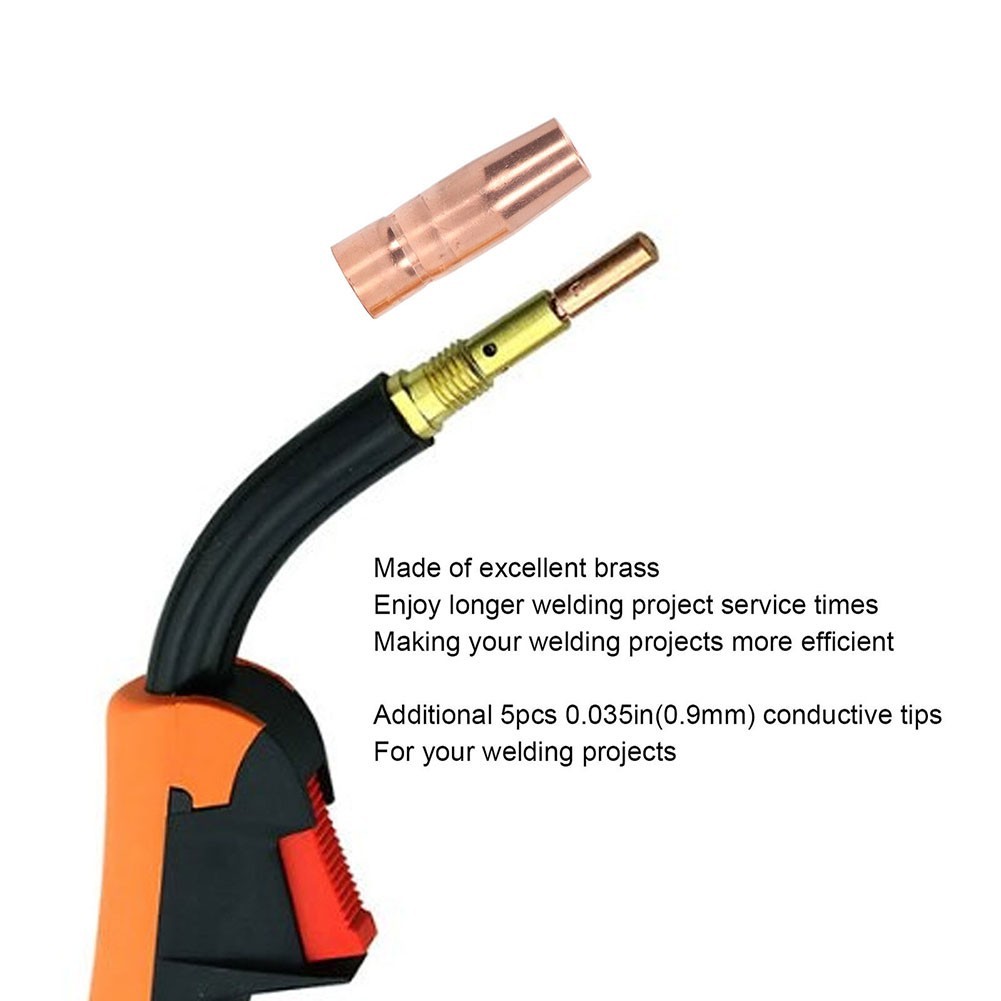 Compatible Brass Nozzle Tips for Gasless For MIG Welding with 7 Pieces