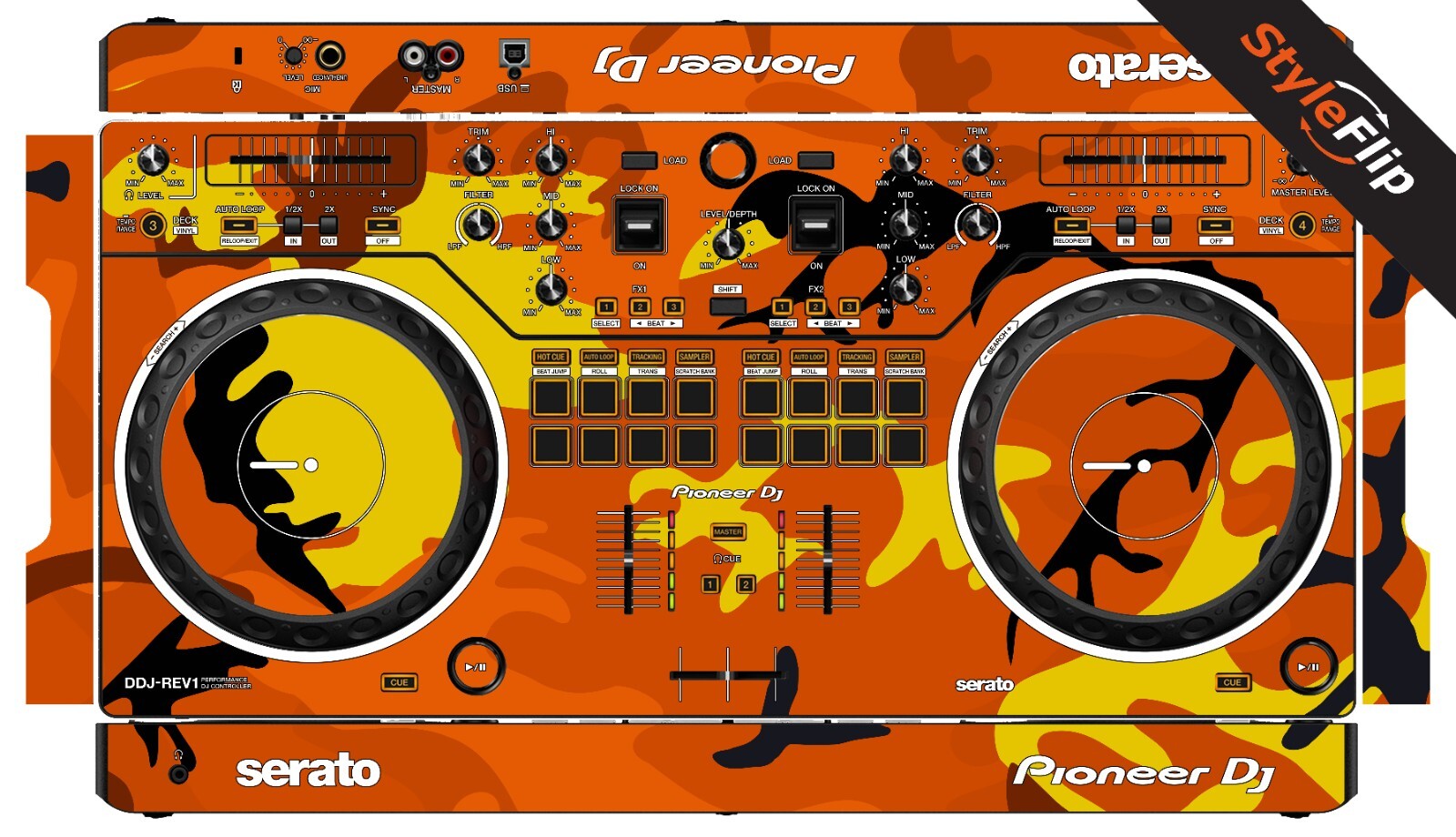 Pioneer DDJ-REV1 Skin | Camo Orange | Protective Decal | StyleFlip Skins