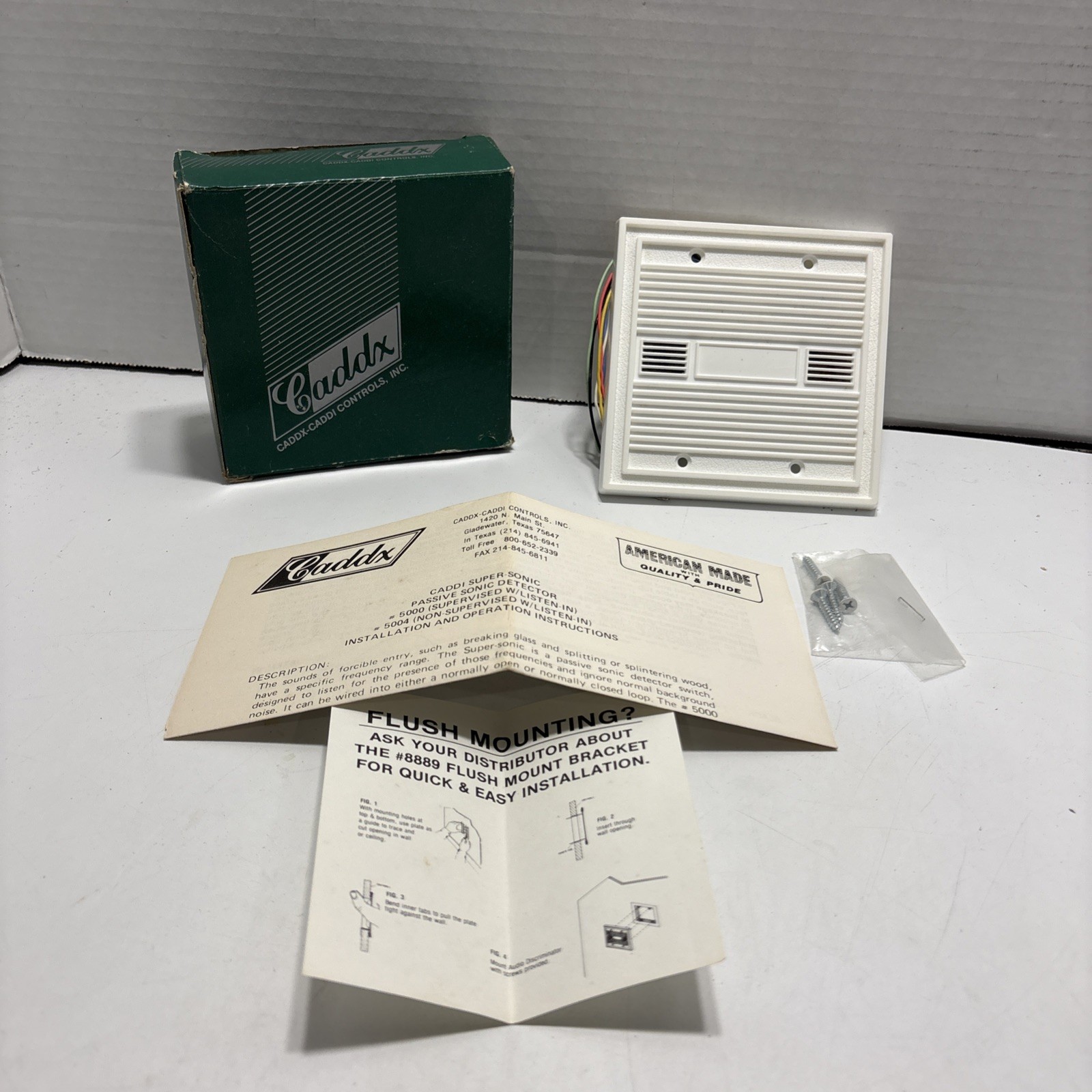 Caddx 5000 Caddi Super-Sonic Passive Sonic Detector Glass break Detector USA