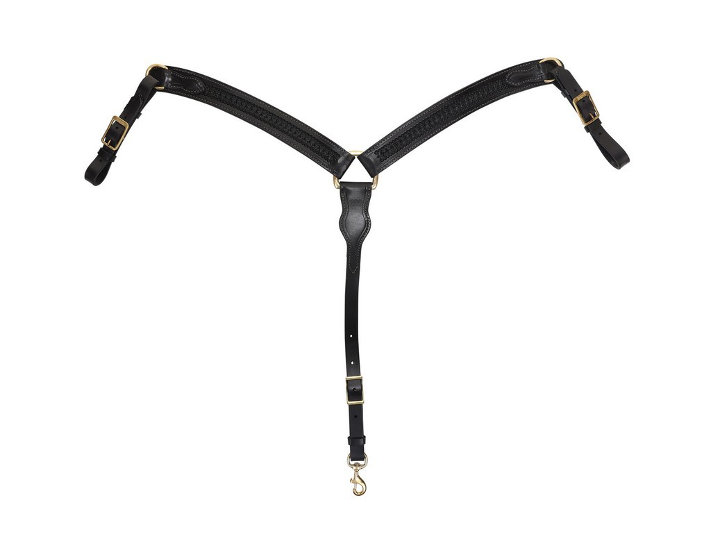 Tucker Breast Collar Heritage High Plains Brass Leather Black 360B-1