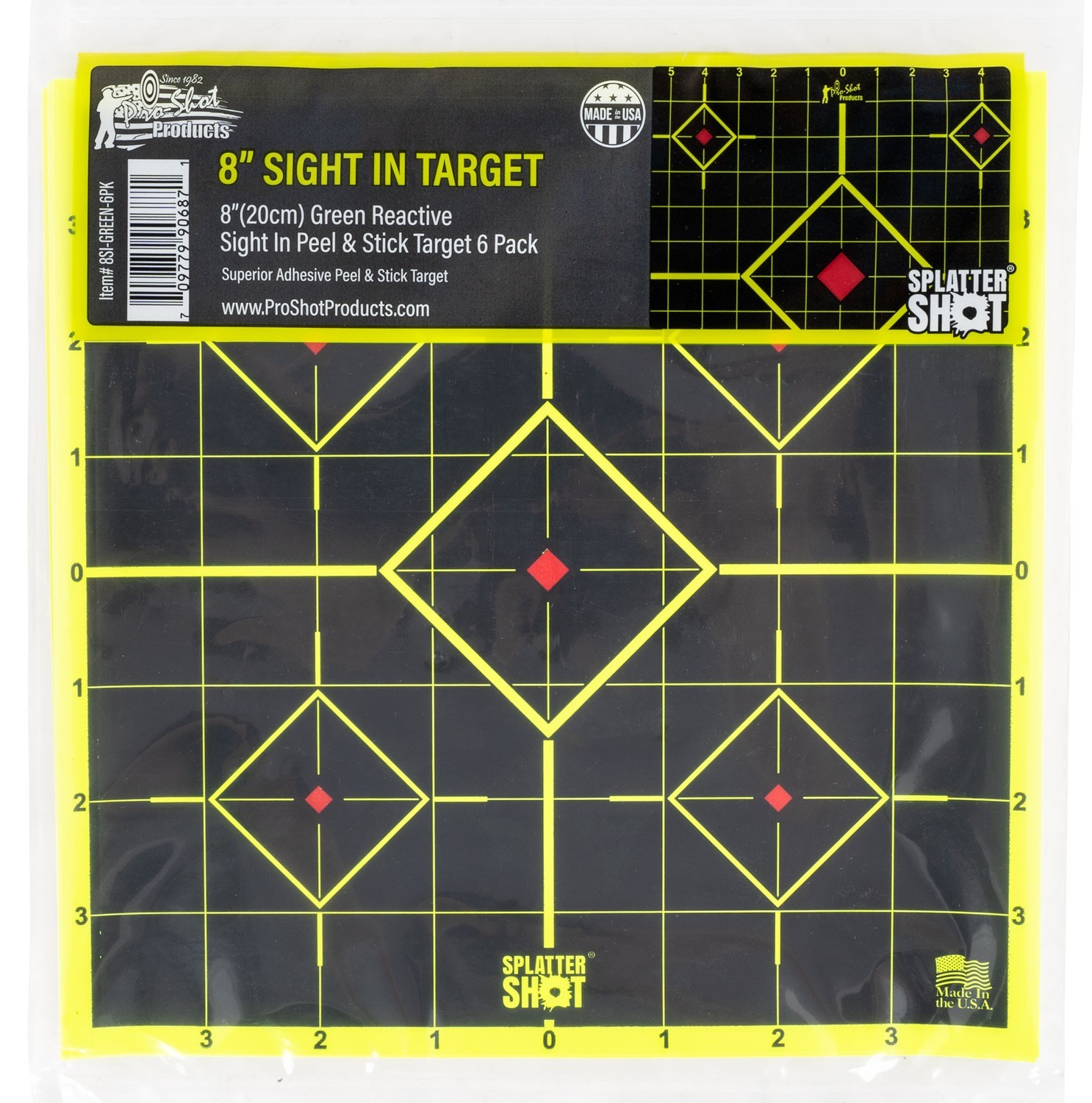 Pro-Shot 8SIGREEN6PK SplatterShot Sight-In Self-Adhesive Paper Black/Green 8" 5-