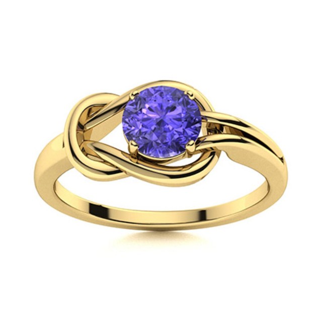 5MM Round Tanzanite Infinity Love Knot Ring 925 Sterling Silver Gold Plated