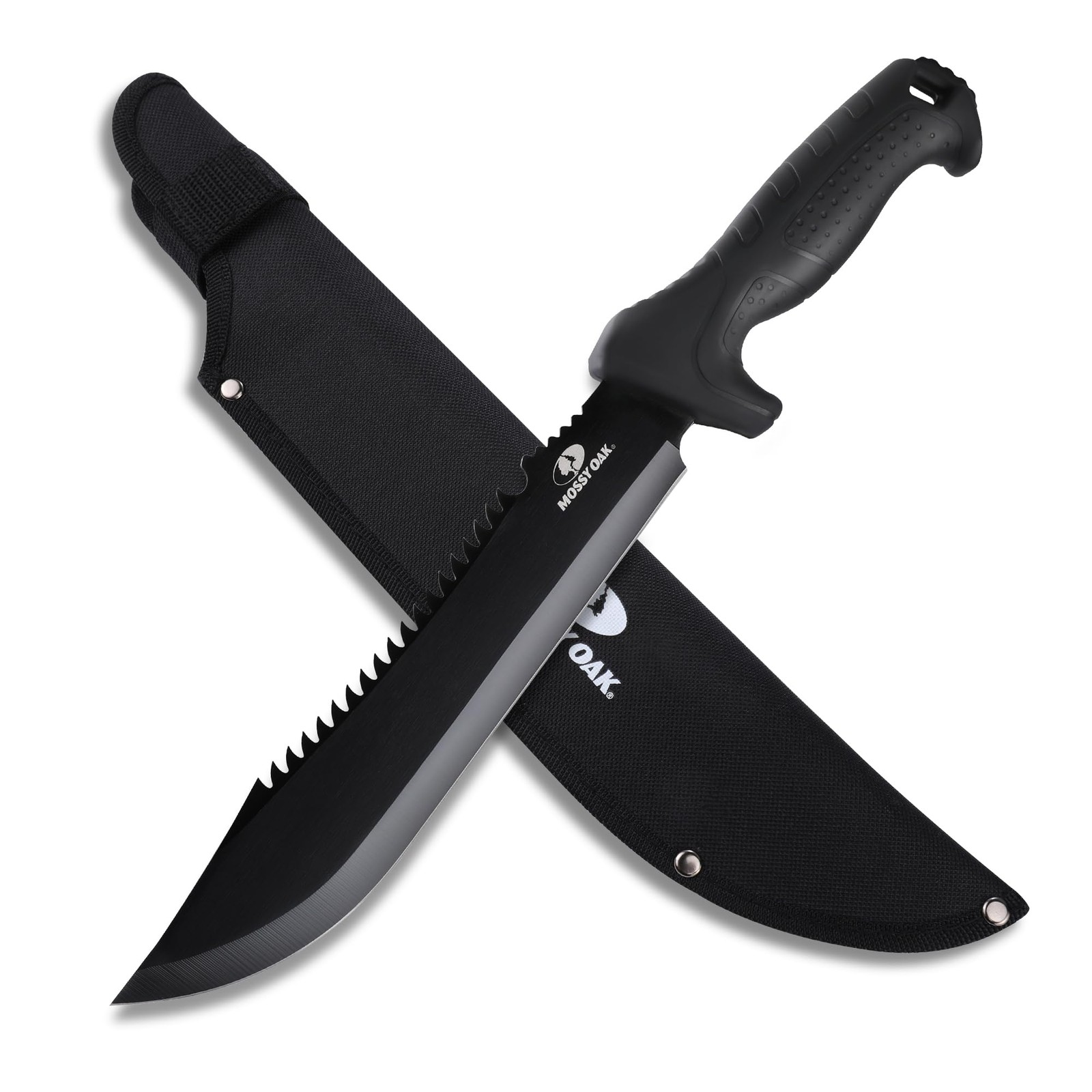 16" Heavy Duty Machete with Saw and Sheath, Sharp Dual-Edge Blade, Ergonomic ...