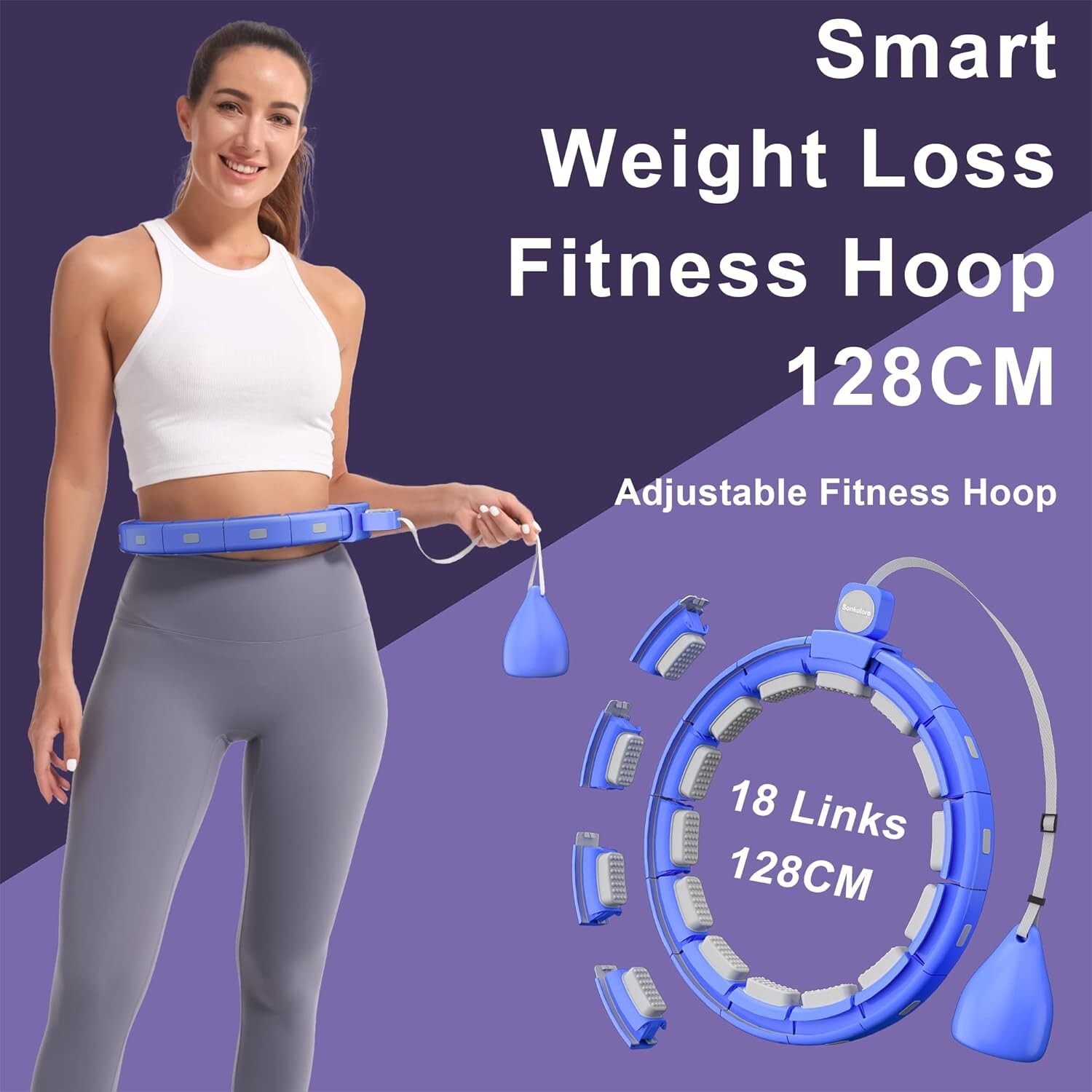 🆕 Weighted Workout Adjustable Up To 50" Firness Hoop for Adult Weight Loss
