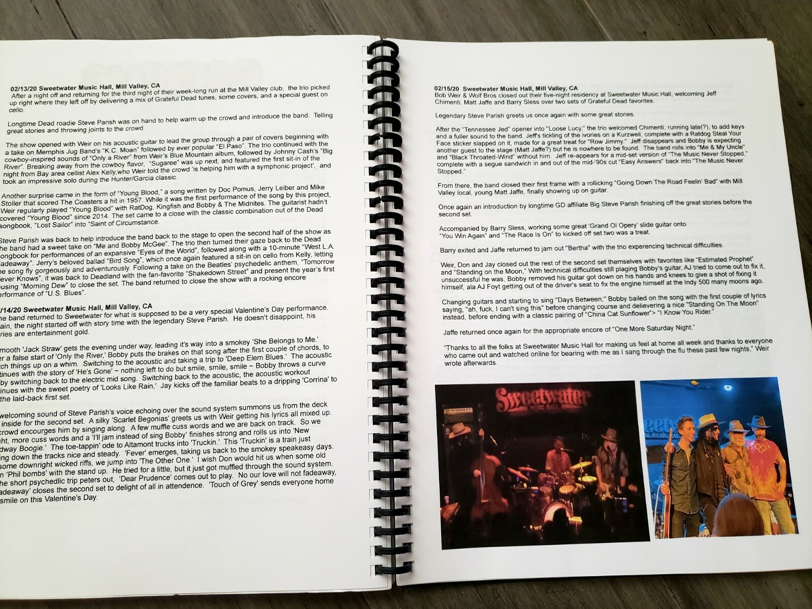 WOLFBASE~THE COMPLETE GUIDE TO BOB WEIR & WOLF BROS SONG LISTS GRATEFUL DEAD