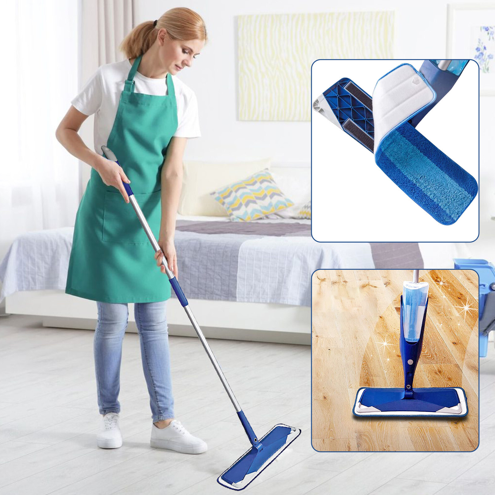 3PCS Replacement Microfiber Mop Pads Refill Reusable Cleaning For Bona 18 Inch