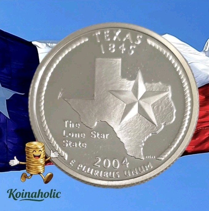 2004 S Silver Proof TEXAS State Quarter 25c From Silver Proof Set Fast  🚢 🔥