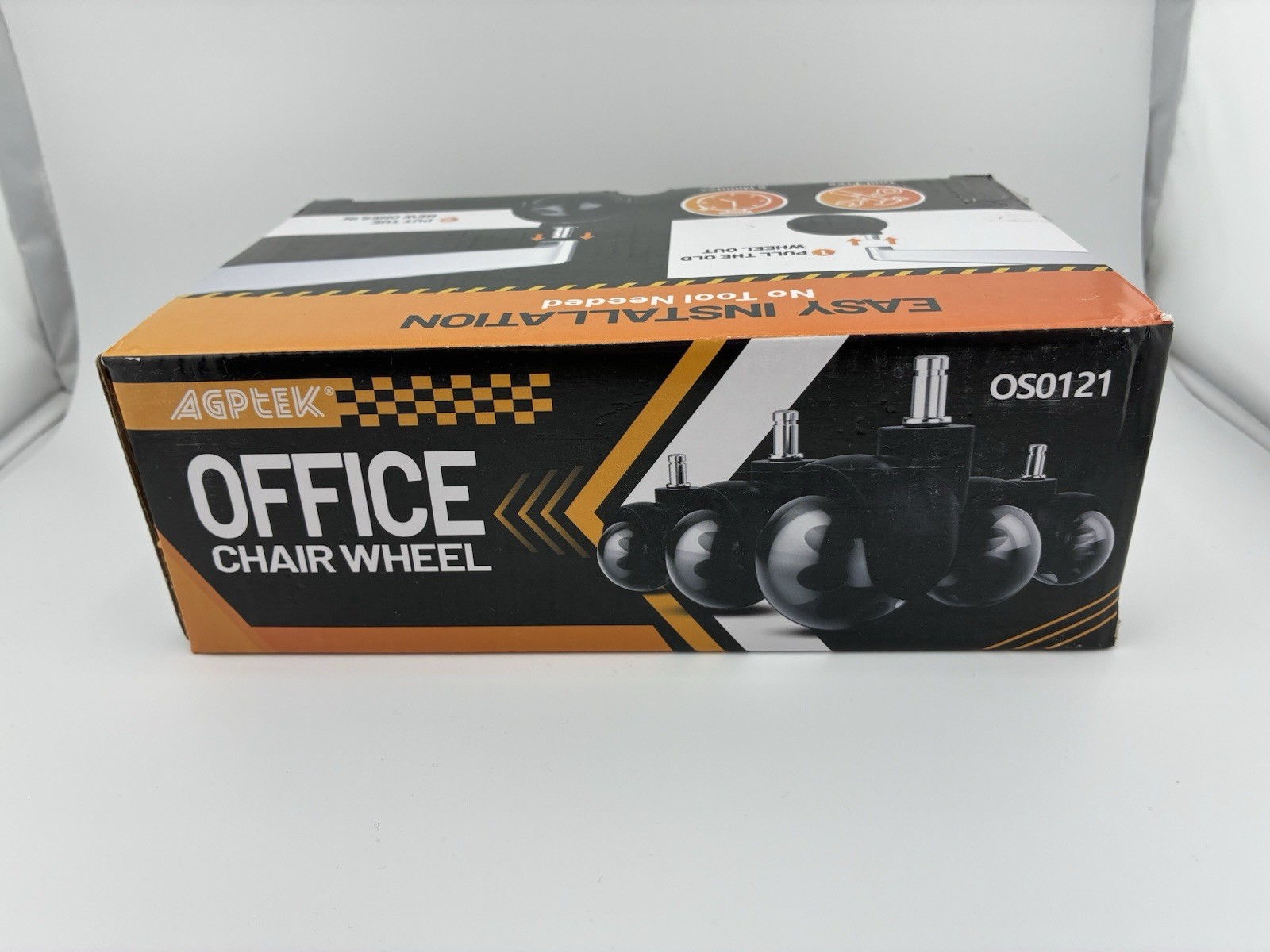 AGPTEK Office Chair Wheel Set of 5 Steel+PU 130kg Black OS0121