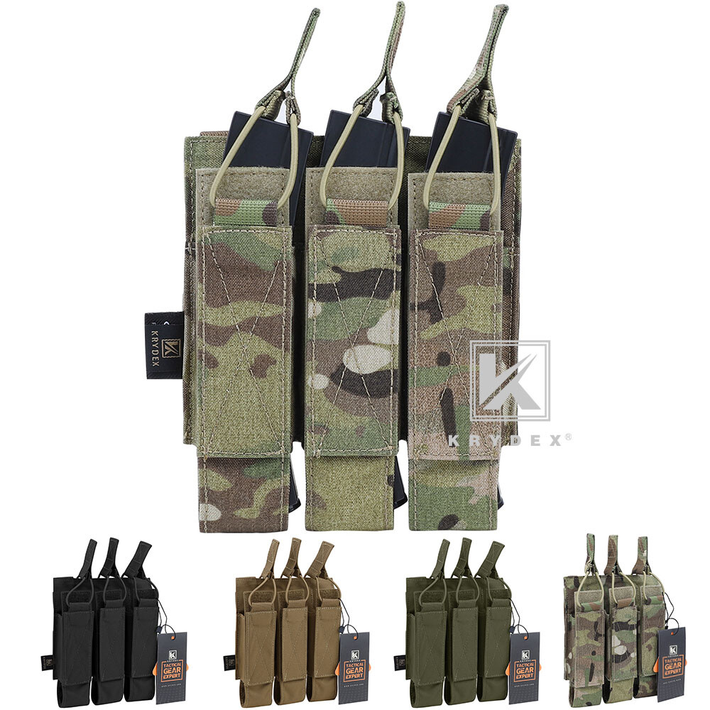 KRYDEX Triple Modular Magazine Pouch Tactical Mag Carrier Holder MOLLE Back