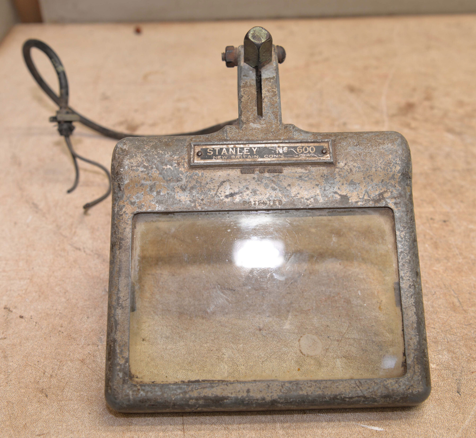 Rare Stanley No 600 eye shield grinder guard with light lathe mill lighted tool
