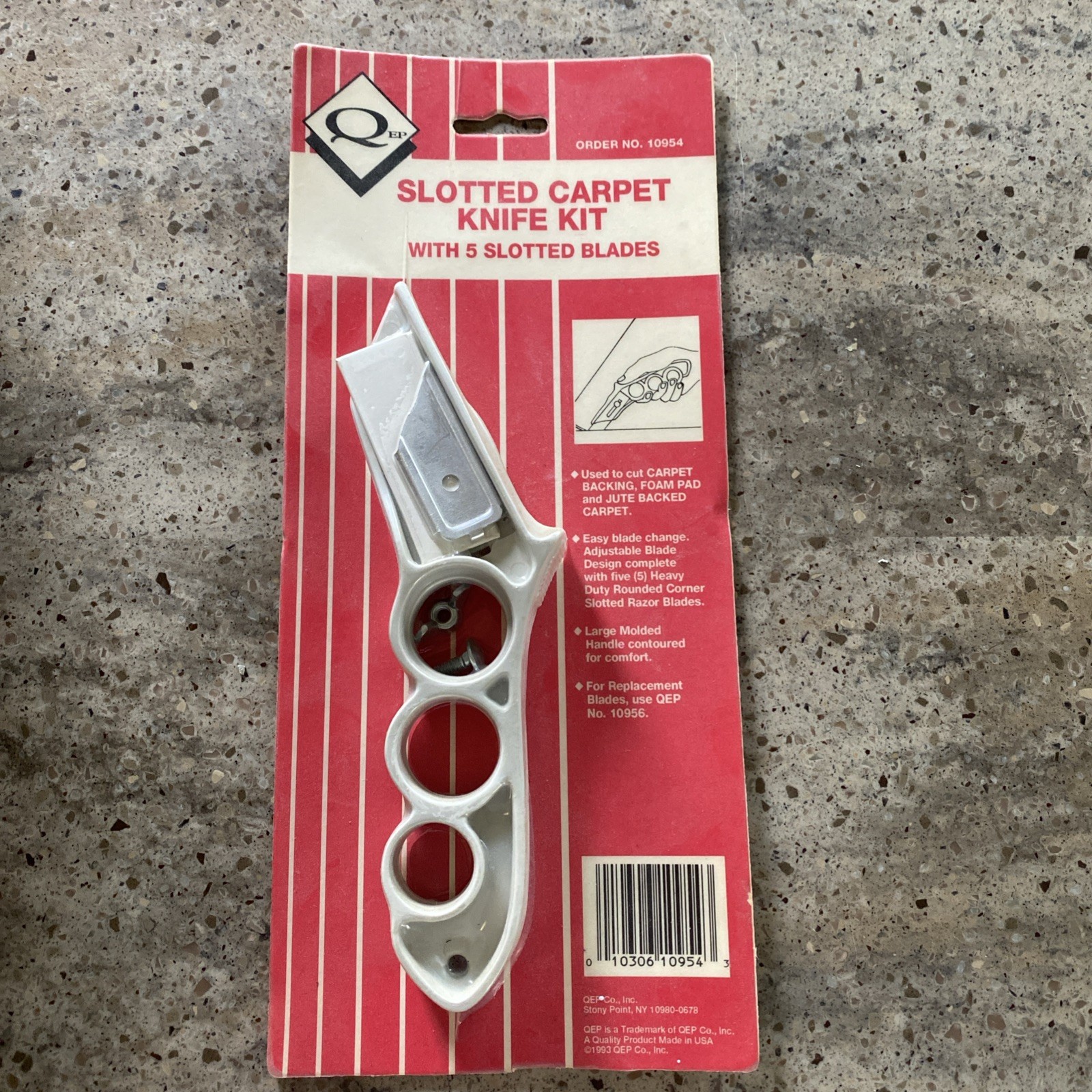 Vintage QEP Slotted Carpet Knife Kit With 5 Slotted Blades Made In USA 10954