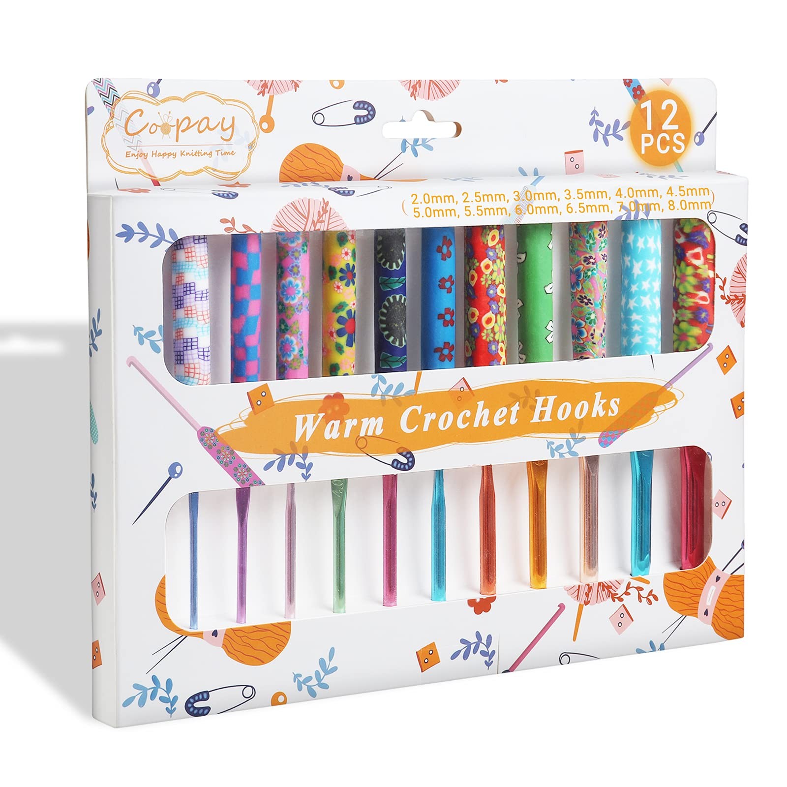 Warm Crochet Hooks Plus for Crochet Gifts, 12PCS 2mm-8mmB-L Crochet Kit Croch...