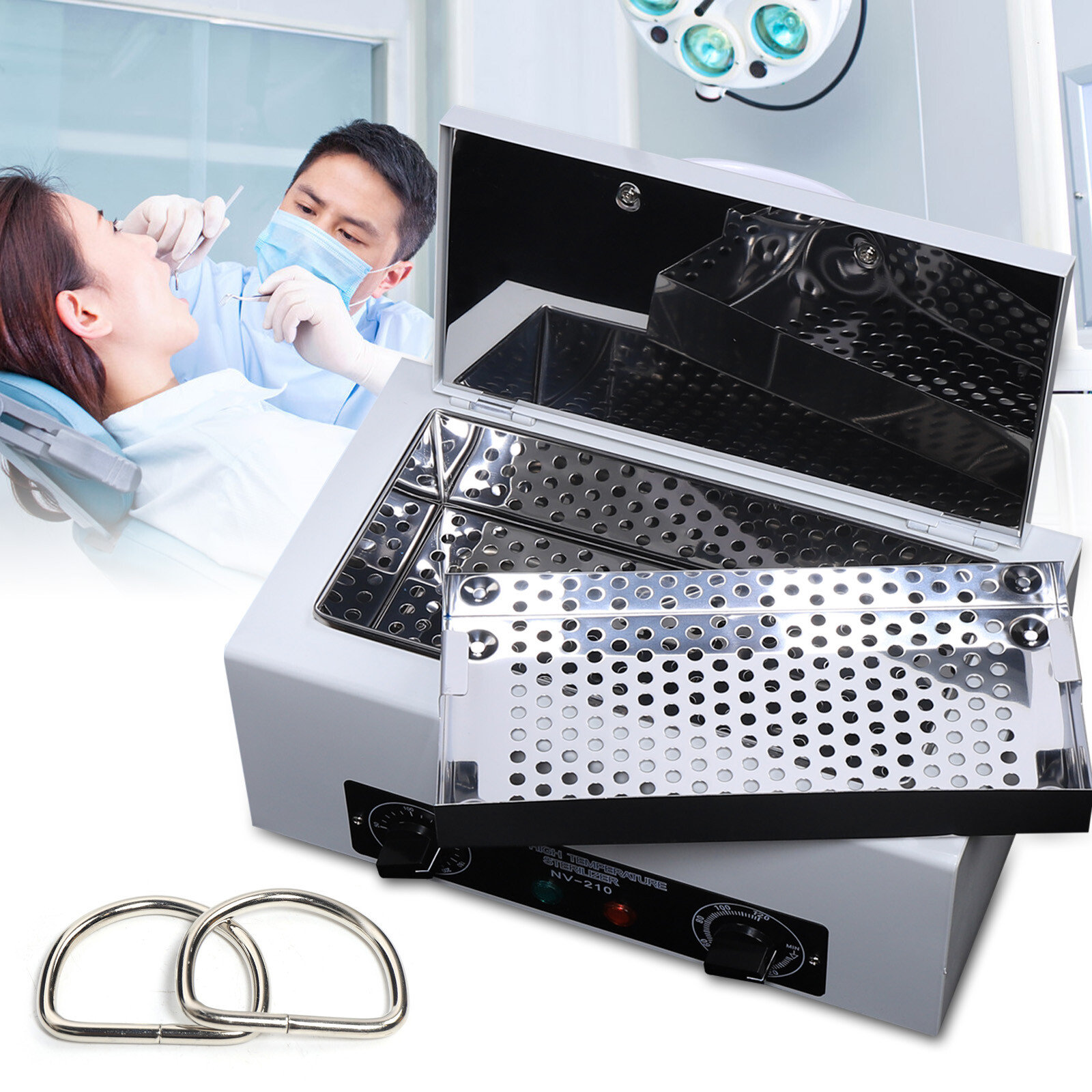 Electric Sterilizer Machine Metal Dental Nail Tool Heat Disinfection Box 200℃ US