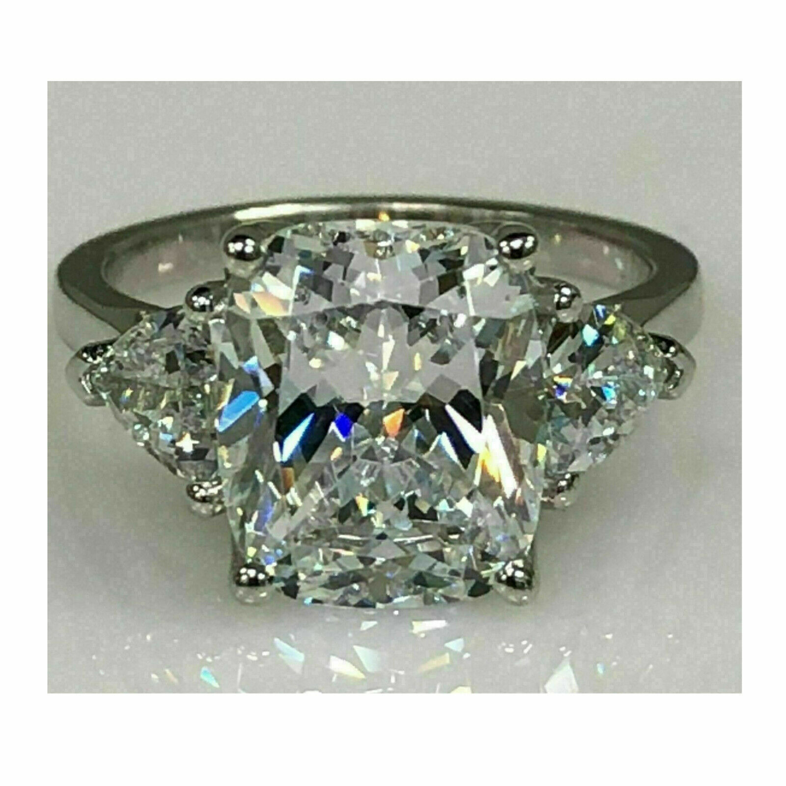 3.55Ct Cushion Cut Diamond Engagement Ring Simulated  14K White Gold Size 9