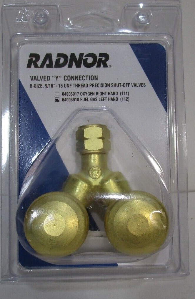 Radnor Valved “Y” Connection 64003918 Shut-off Valve Fuel Gas Left Hand