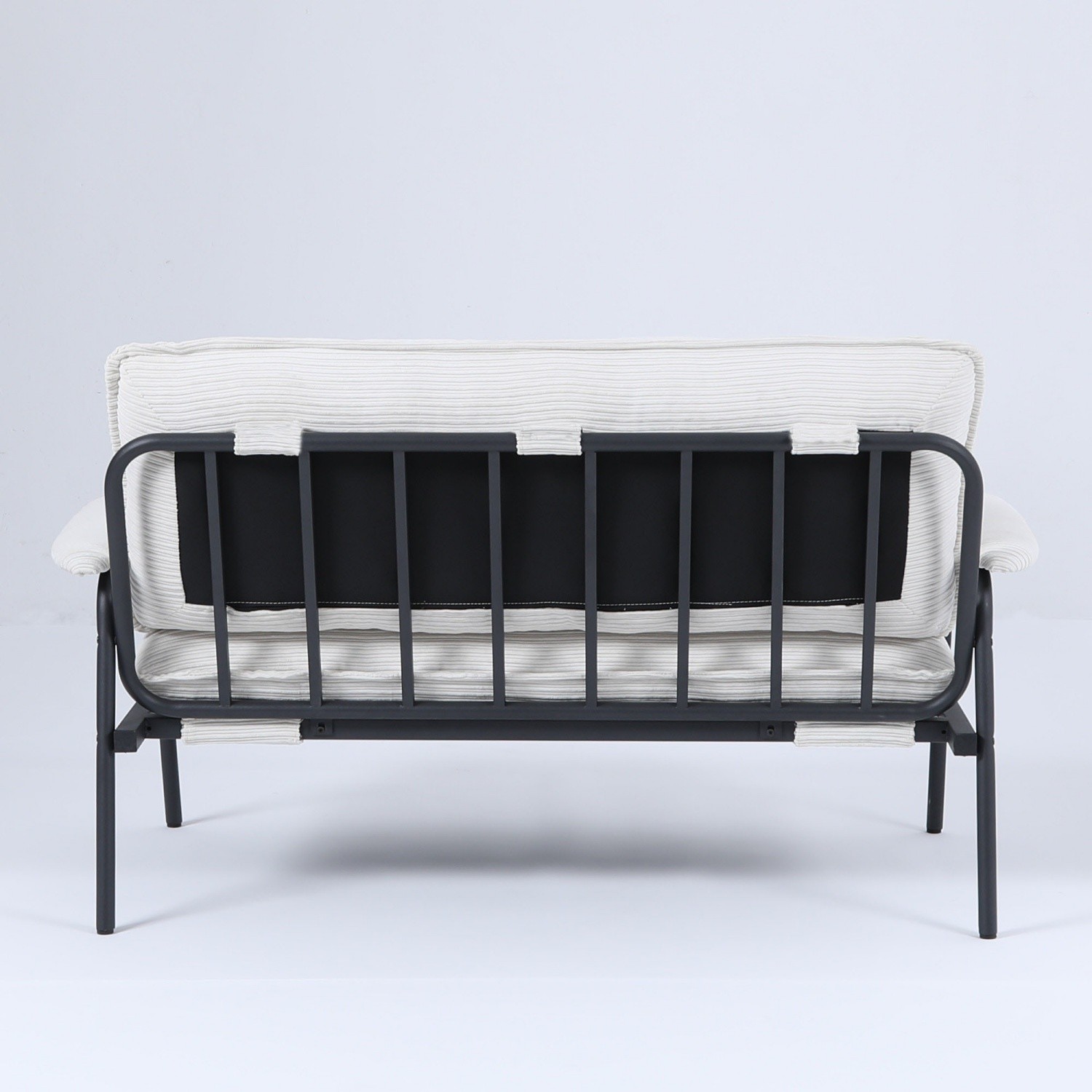 Modern Loveseat Sofa Couch 2 Seater Upholstered Sofa Couch w/ Black Metal Frame