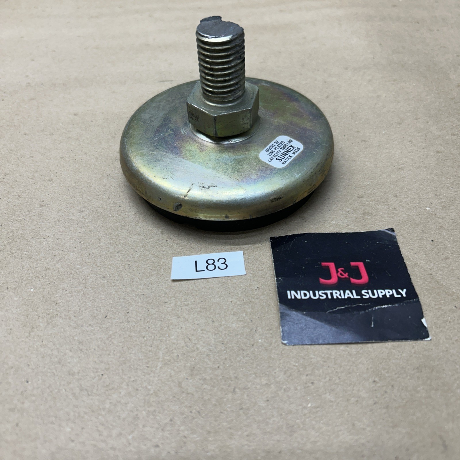 Sunnex  Model 32  Leveler Leg  2000 LB Capacity  Rubber Pad=3.5 In.  Stem=1 In.