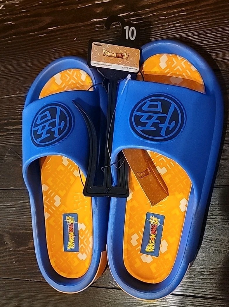 Dragon Ball Z Slides Men's Size 10 Royal Blue Ground Up GOKU Sliders, Shoes New