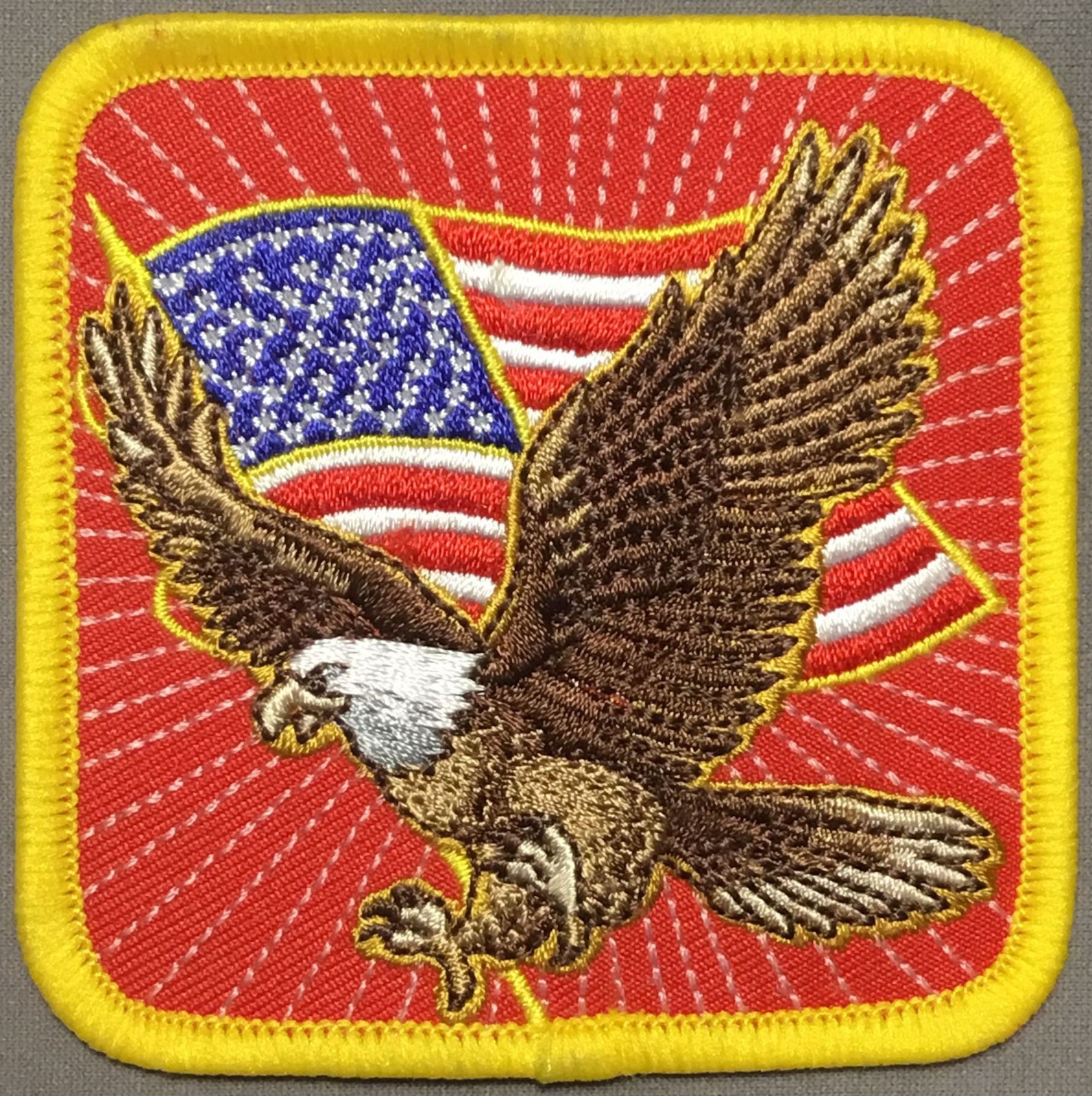 American Eagle and wavy flag 3" x 3"  patch