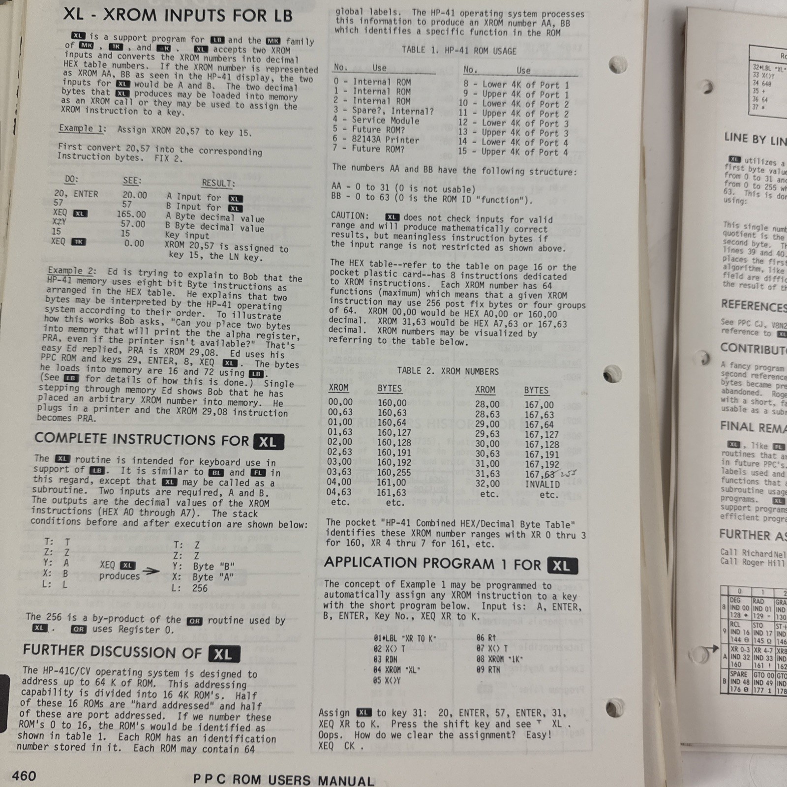 Vtg 1981 PPC ROM User Manual HP-41C HP-41CV Hex Decimal Byte Table Complete Set