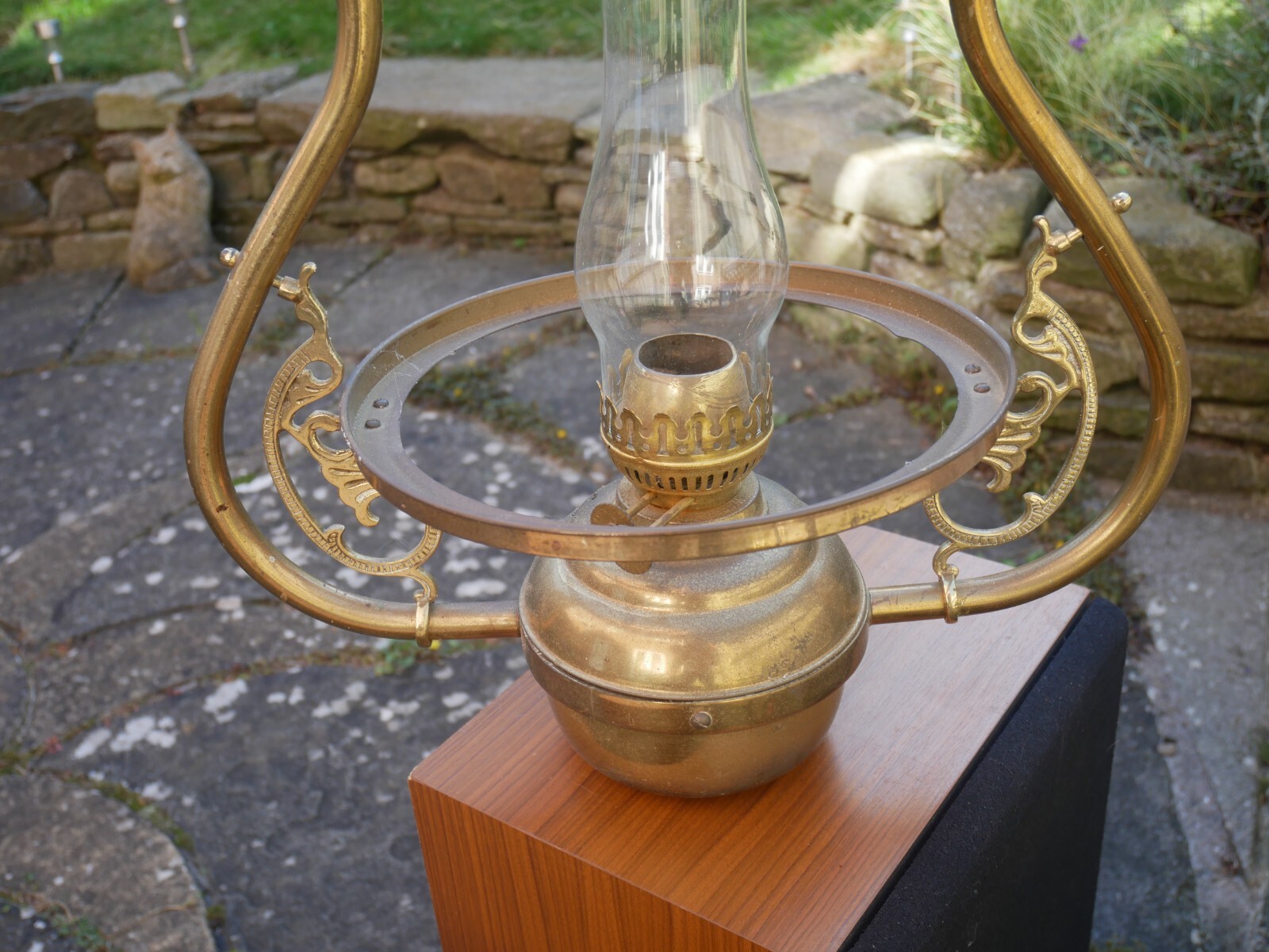 Art nouveau style hanging light, oil lamp conversion