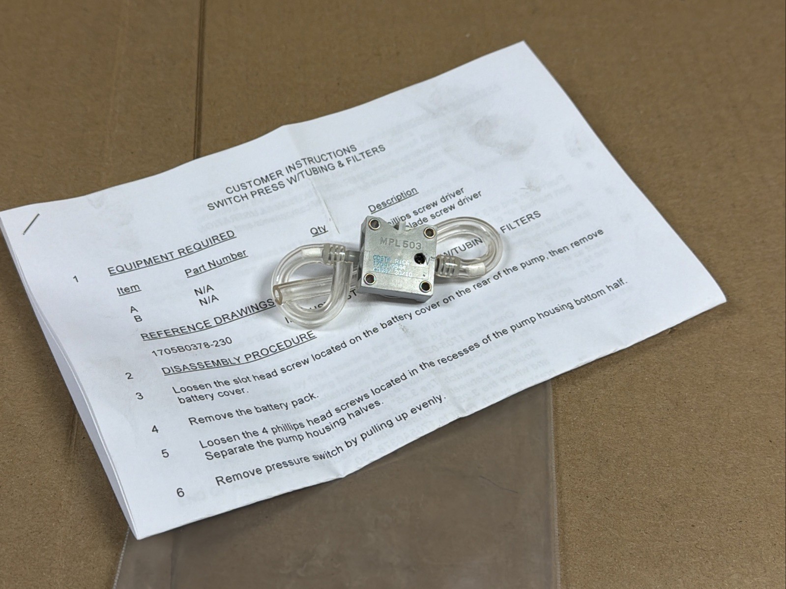 NEW Industrial Scientific MPL503 Air Pressure Switch 1705B0378-230 FAST SHIPPING