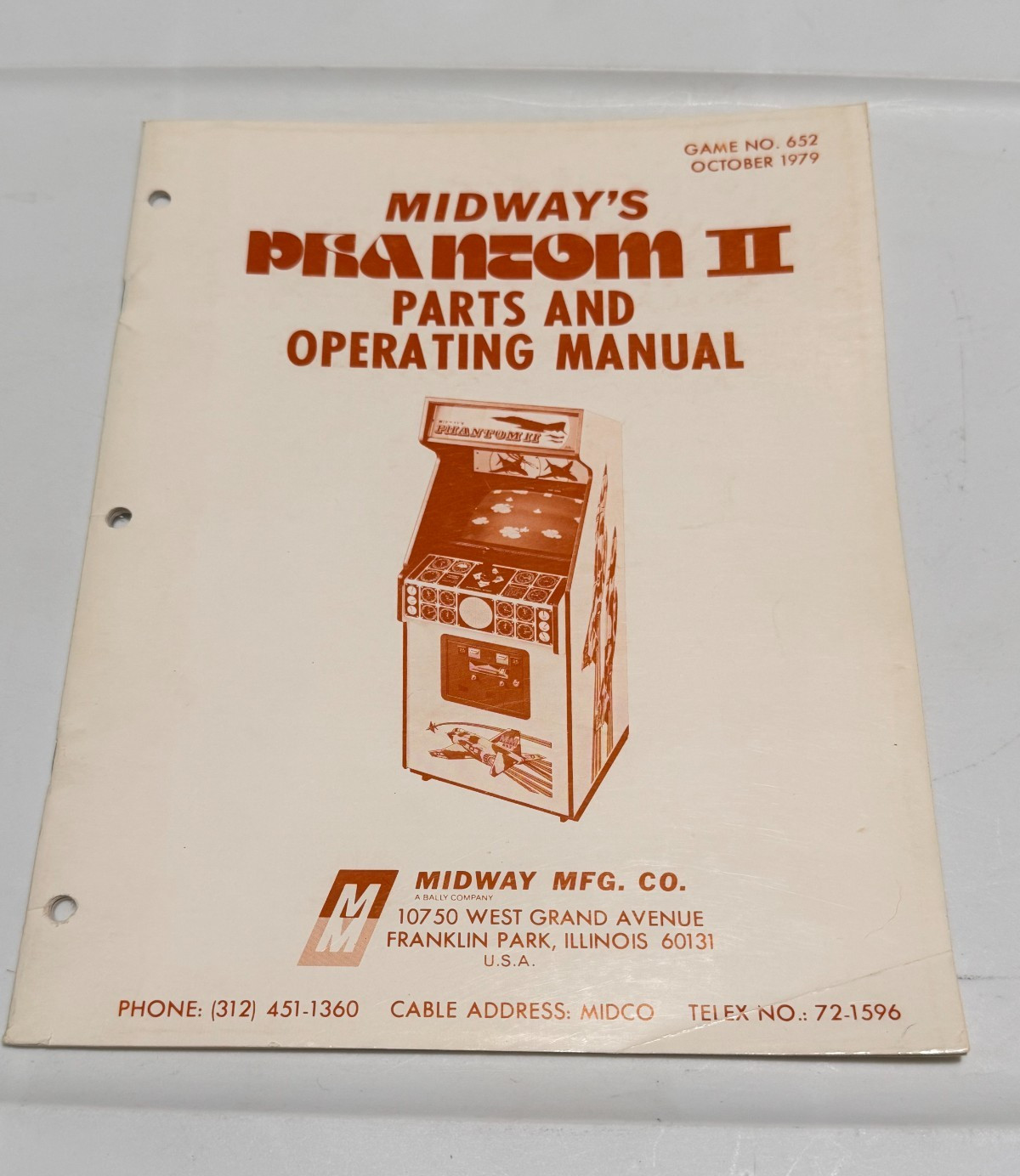 1979 MIDWAY FACTORY ORIGINAL PHANTOM II PARTS AND OPERATING MANUAL