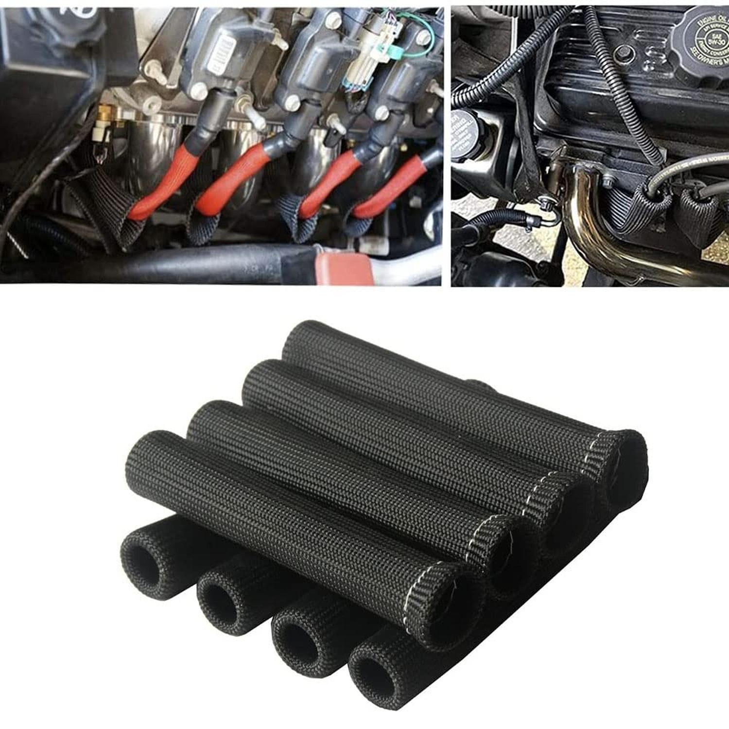 Spark Plug Wire Heat Shield Sleeve Protection 2500 High Temp Heat Tape Protec...