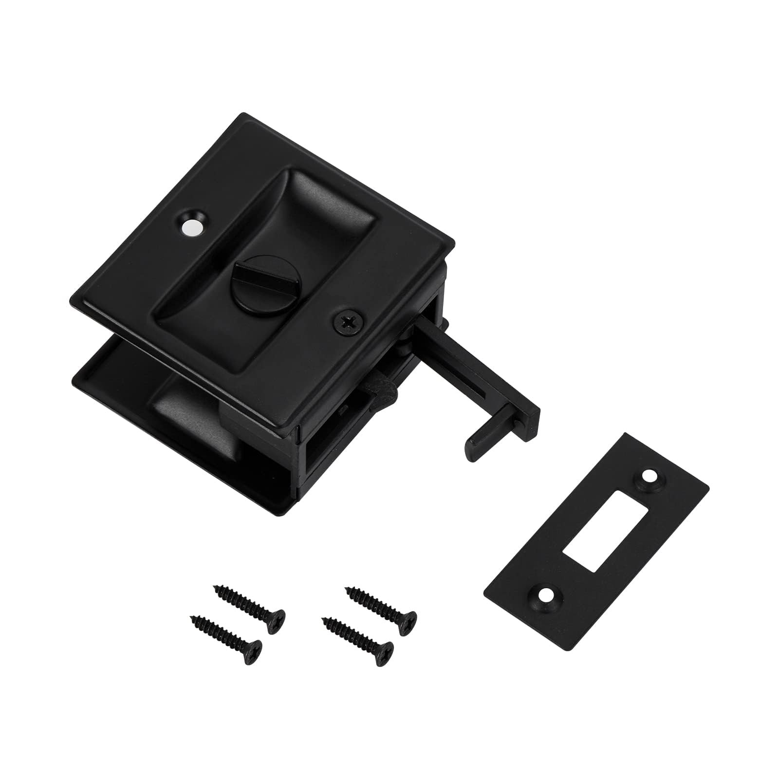 HOME MASTER HARDWARE Privacy Pocket Door Lock Pull 2-3/4”x2-1/2”, Black-1PACK