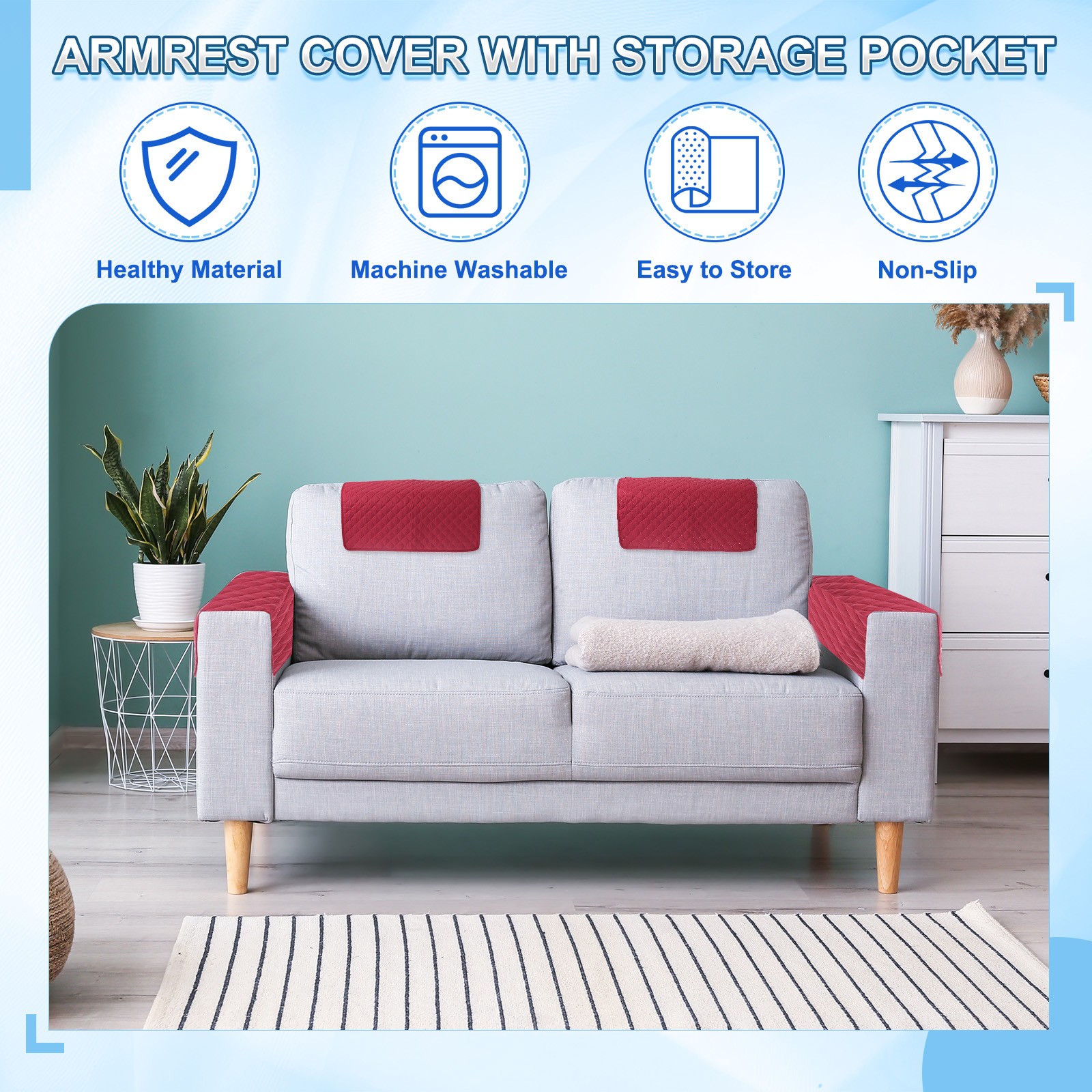 Armrest Covers, Couch Arm Cover Recliner Chair Armchair Cover, Camel