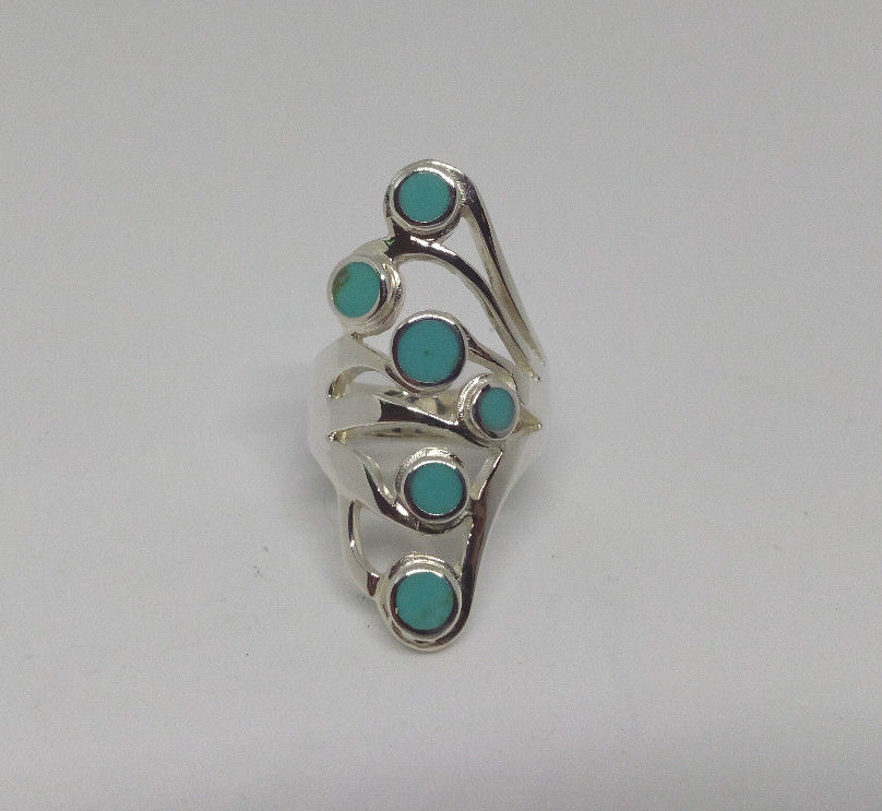 Sterling SilverTurquoise Resin Flower Design Statement Ring, Size 7,8,9available