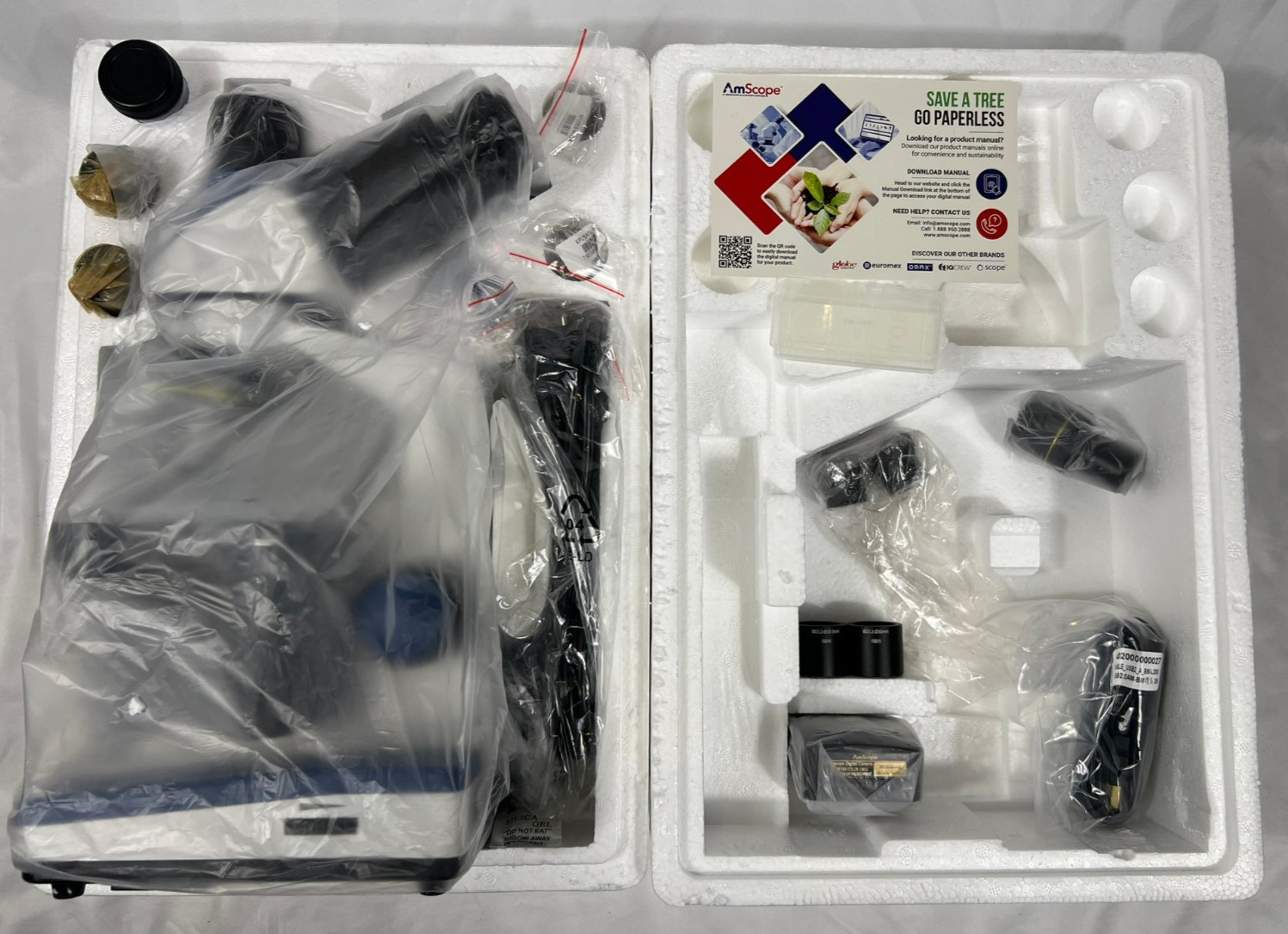 AmScope T120B-5M 40X-2000X Trinocular Microscope 5MP Camera New Open Box