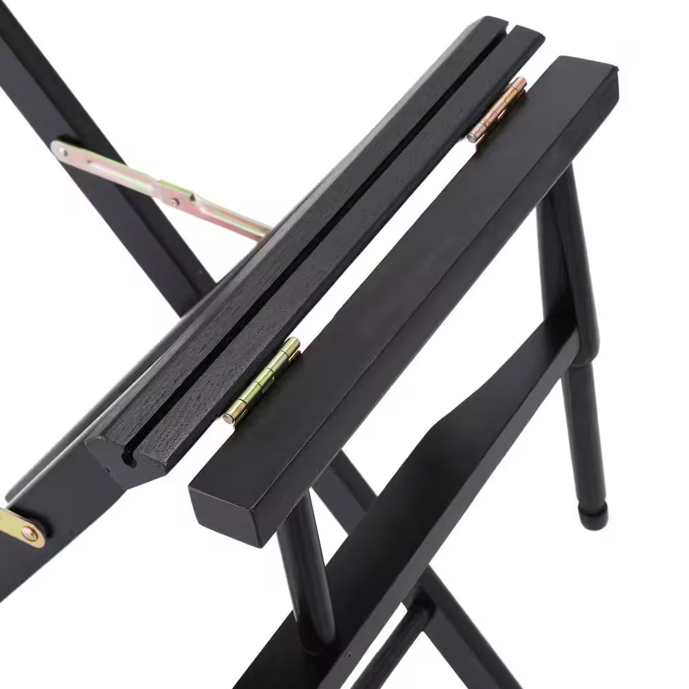 30 In. Seat Height Black New Solid Wood Director'S Chair Frame Only, Folding Cha